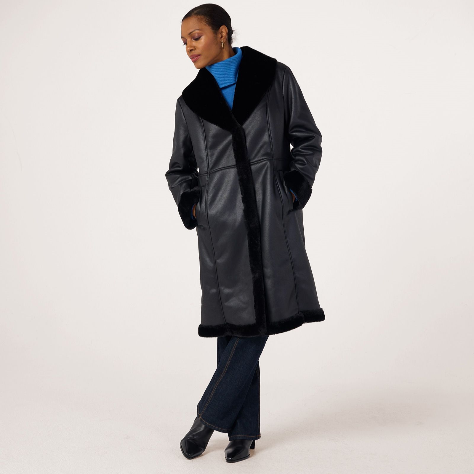 Ruth Langsford Shawl Collar Shearling Coat