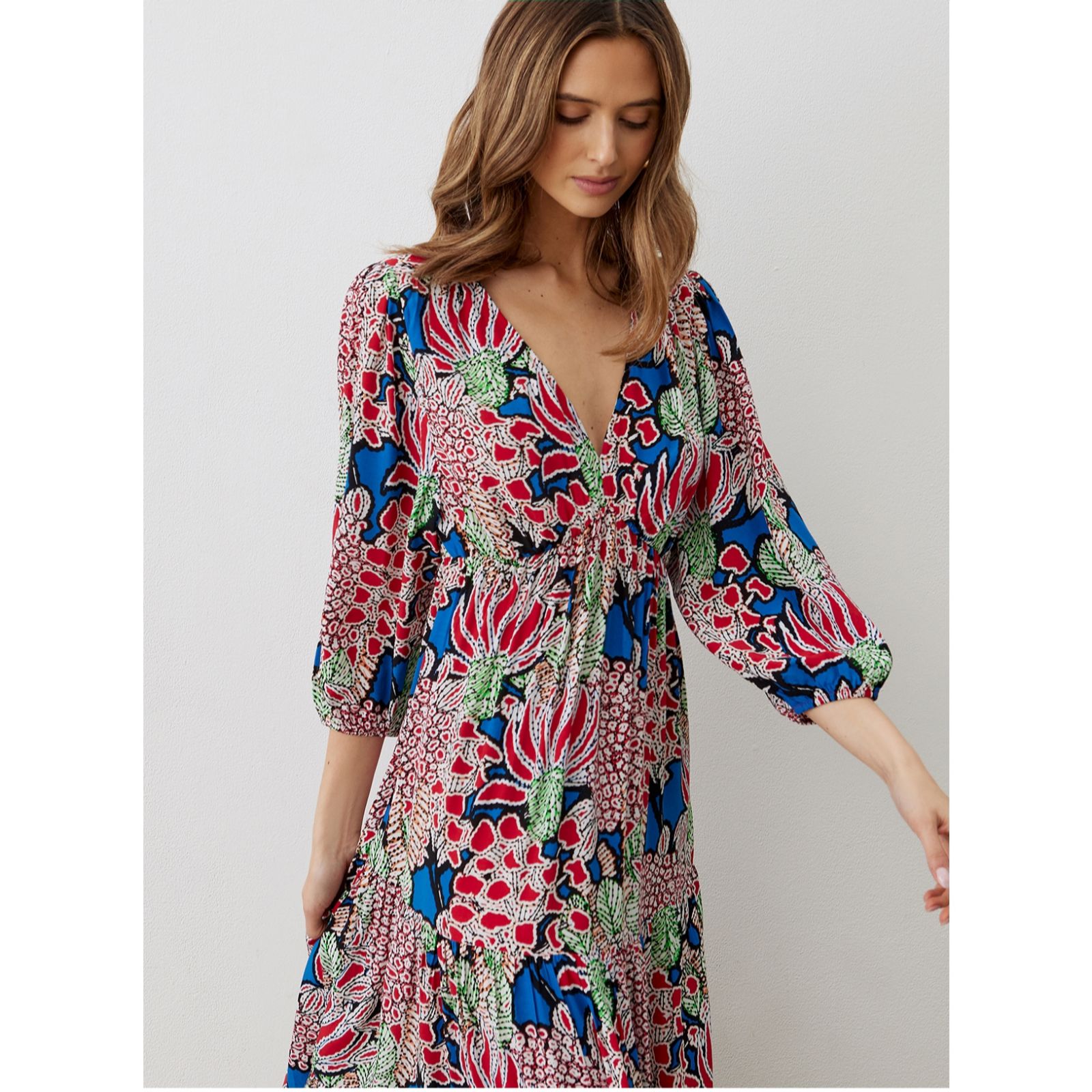 Finery Lesley Desert Bloom Midi Dress - QVC UK