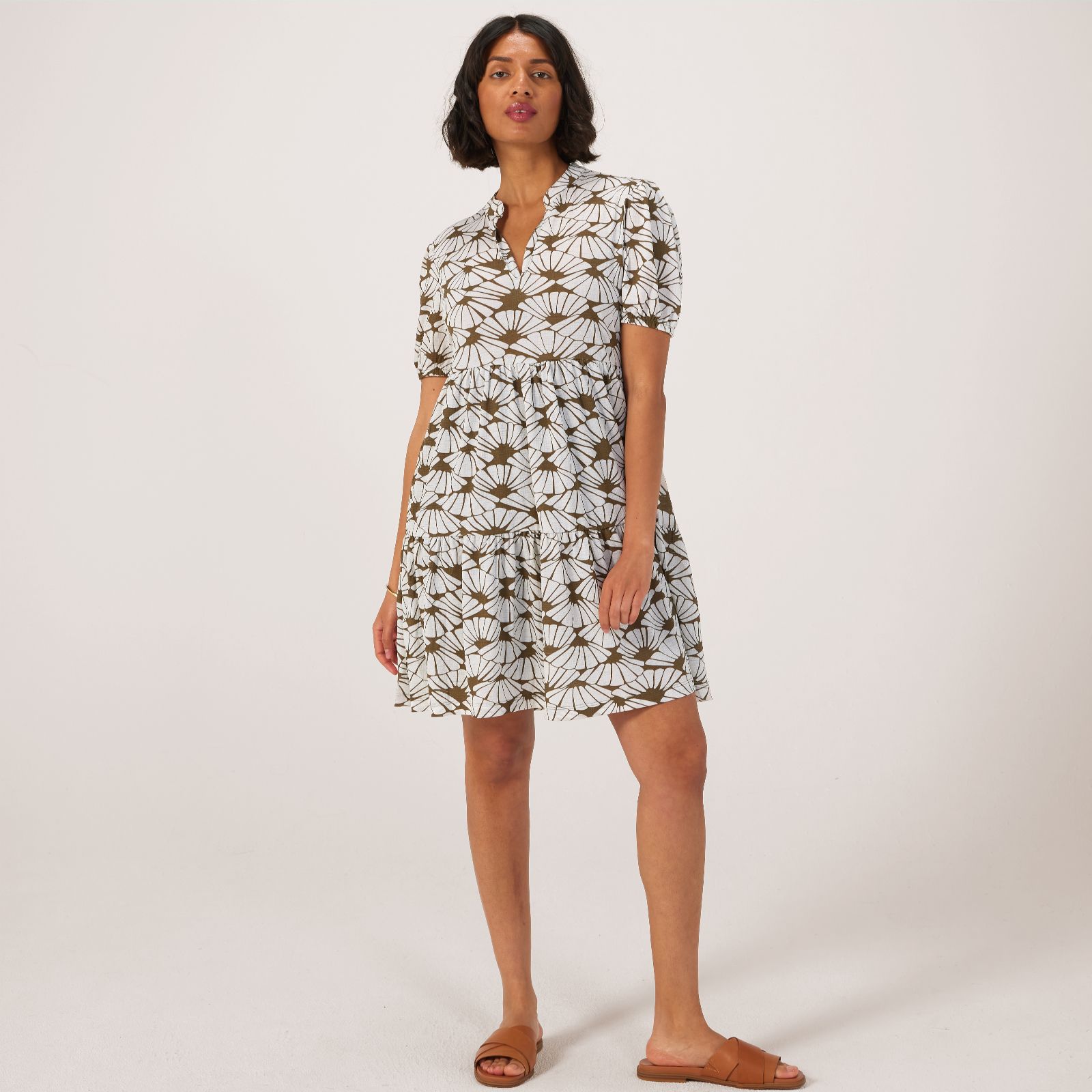 JDY Zoey Short Sleeve V-Neck Dress - QVC UK