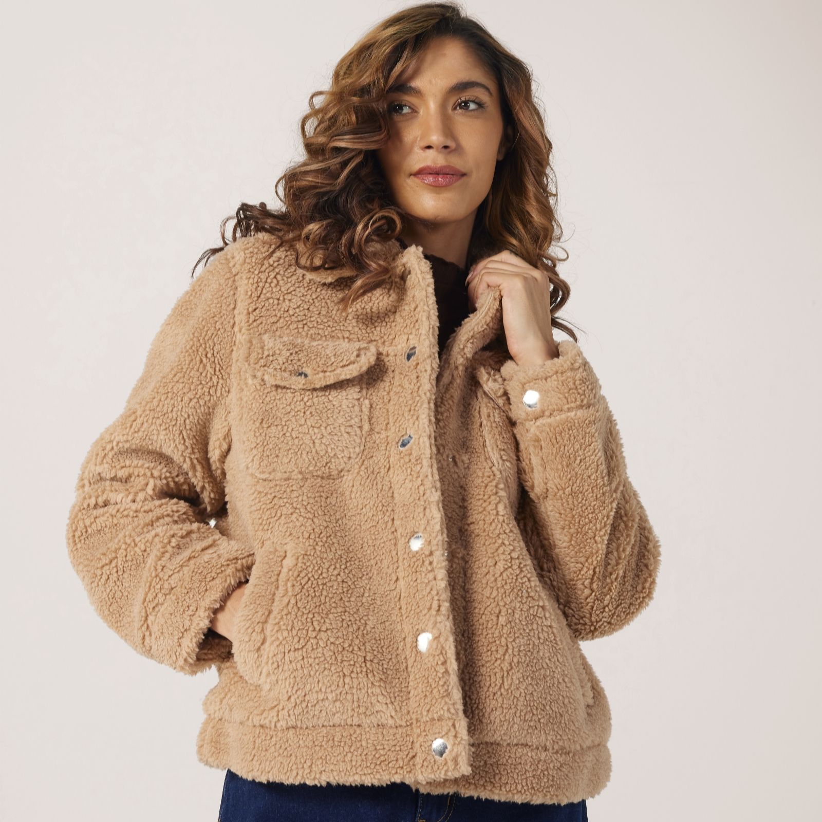 Denim & Co Sherpa Bomber