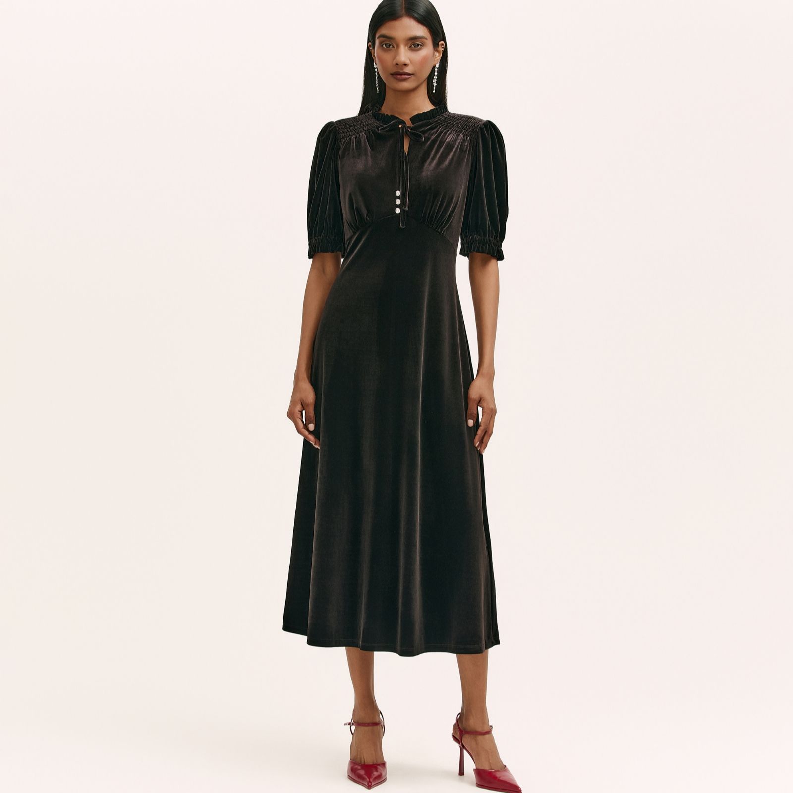 Finery London Olympia Velvet Midi Dress