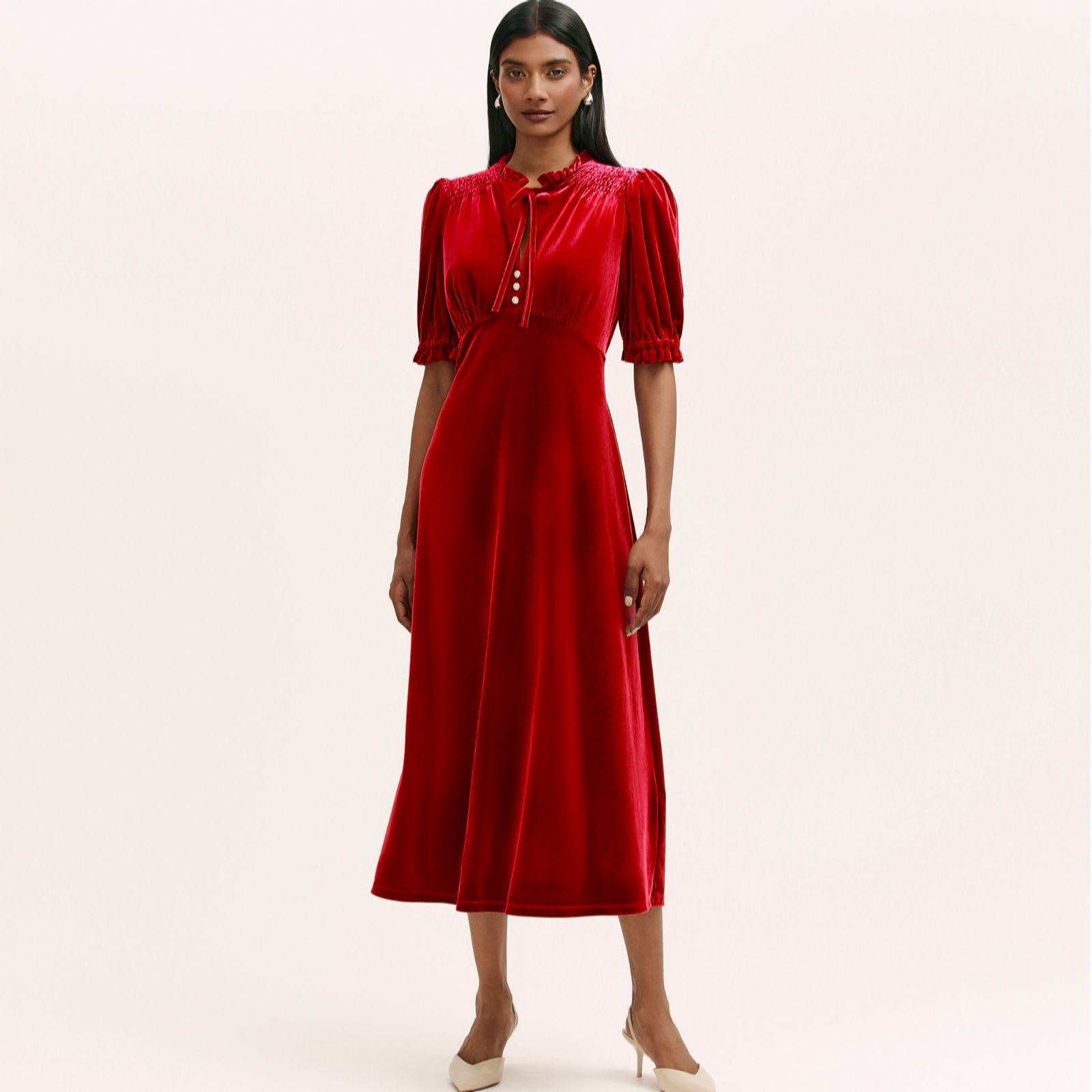 Finery London Olympia Velvet Midi Dress
