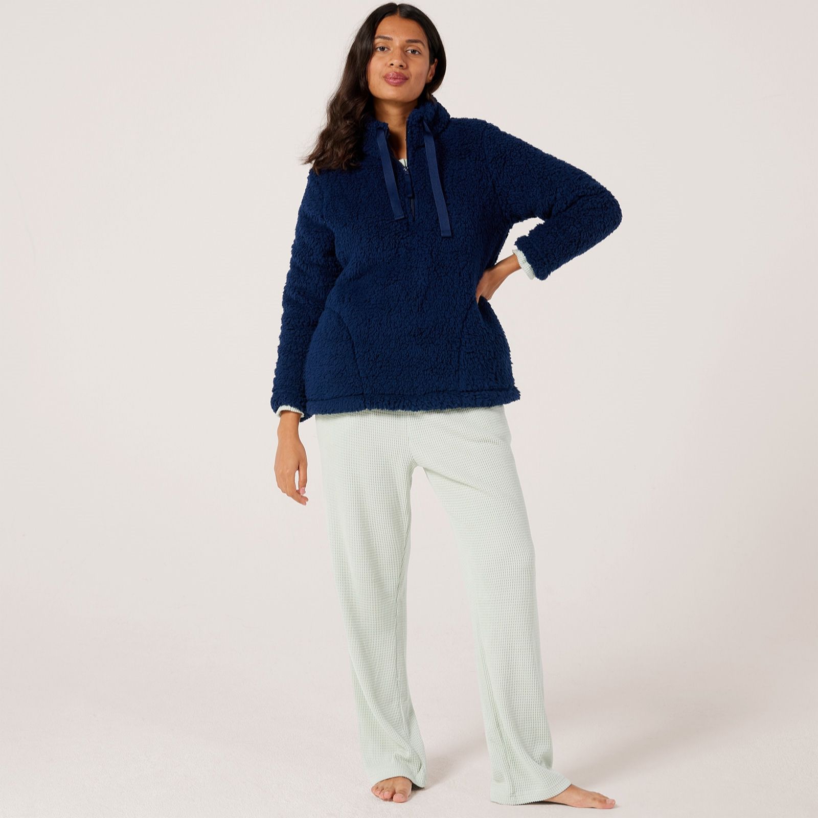 Cozee Home Sherpa Half-Zip Top