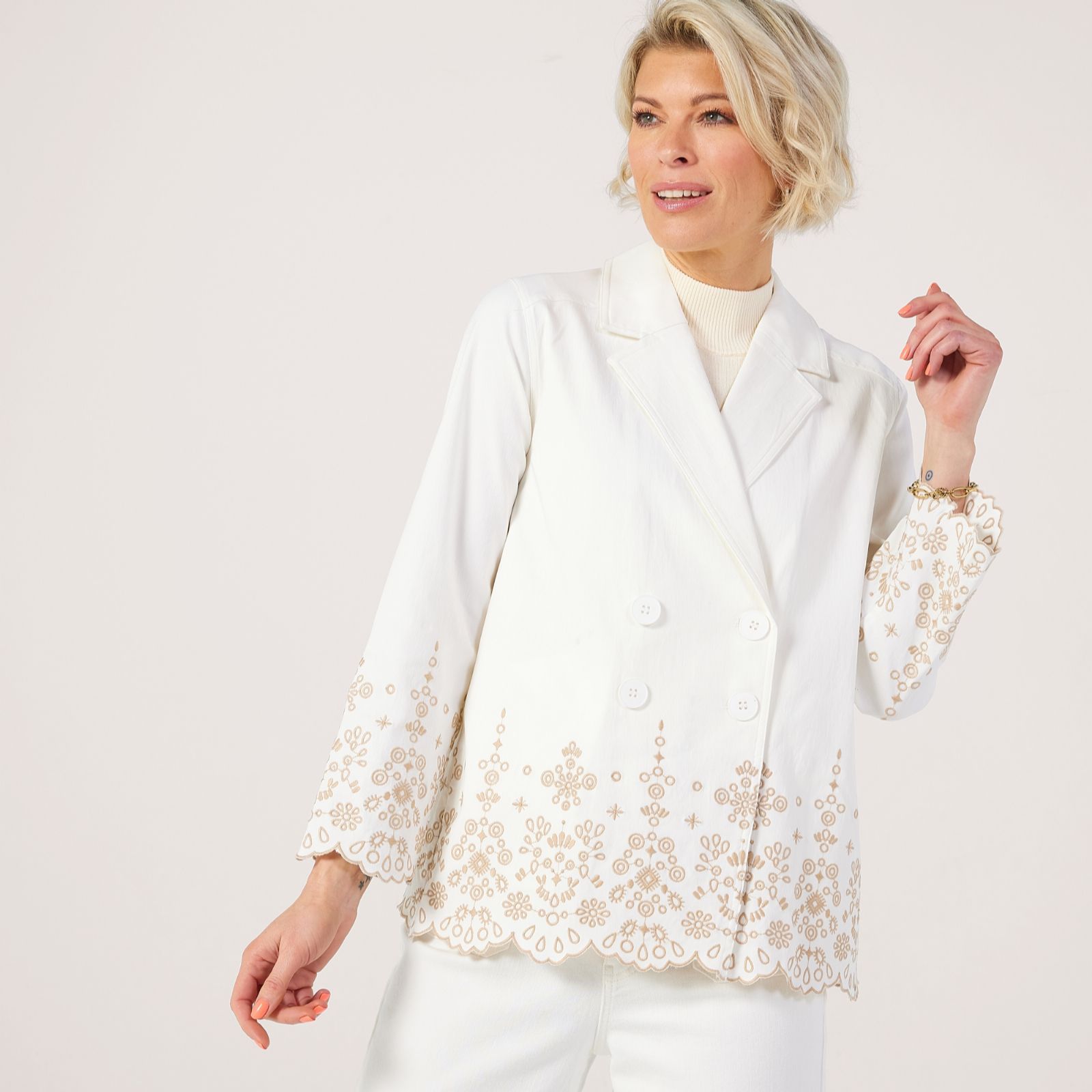 MarlaWynne Collection Flatterfit Swinging Seasons Embroidered Jacket