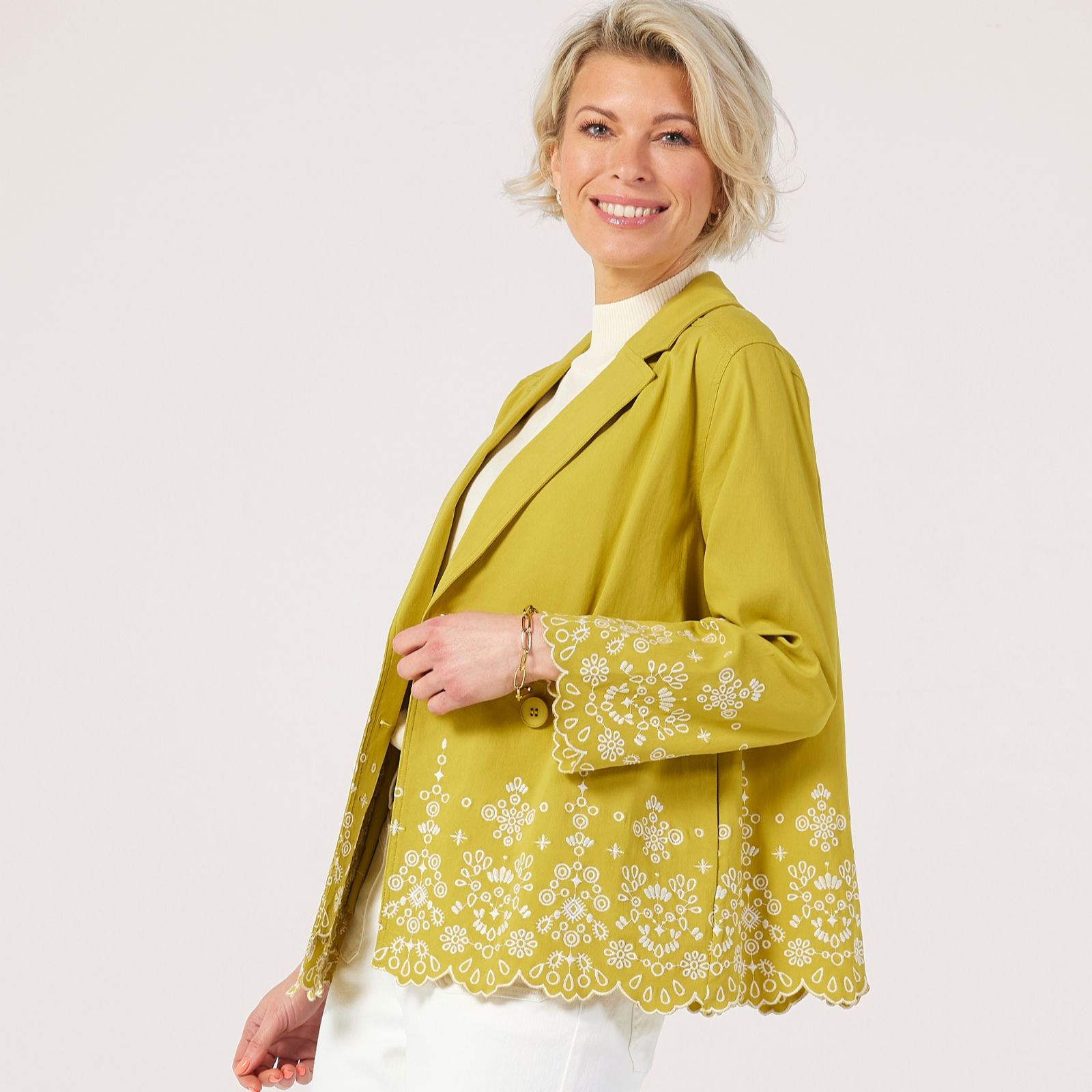 MarlaWynne Collection Flatterfit Swinging Seasons Embroidered Jacket