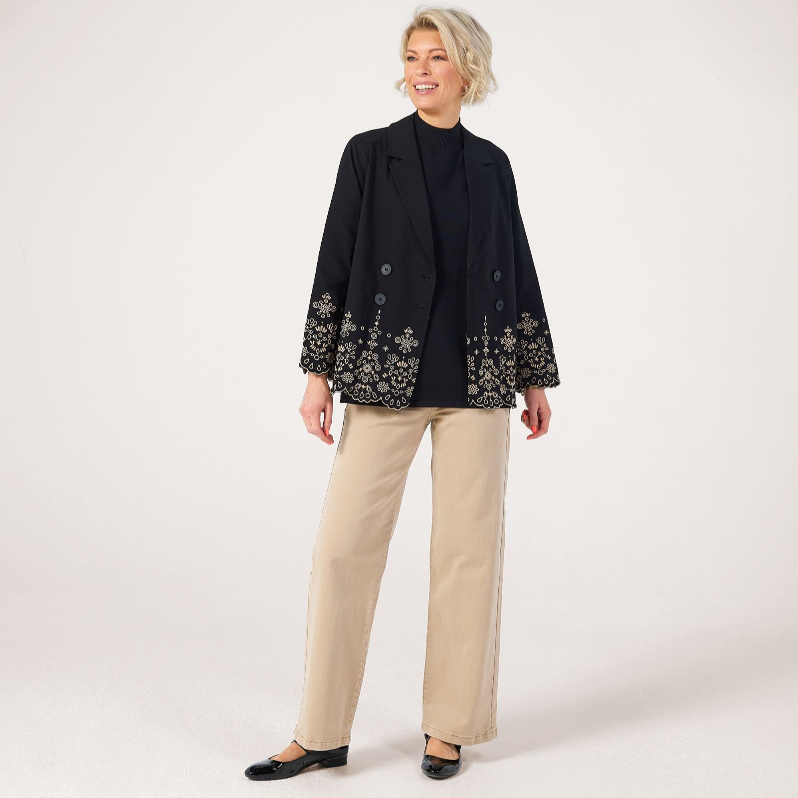 MarlaWynne Collection Flatterfit Swinging Seasons Embroidered Jacket
