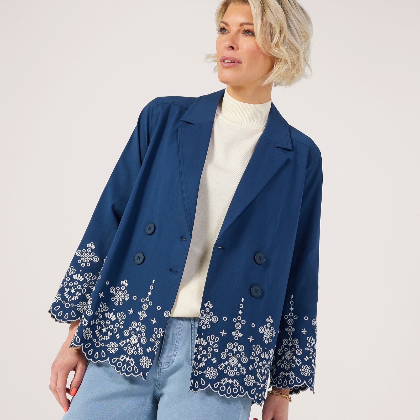 MarlaWynne Collection Flatterfit Swinging Seasons Embroidered Jacket