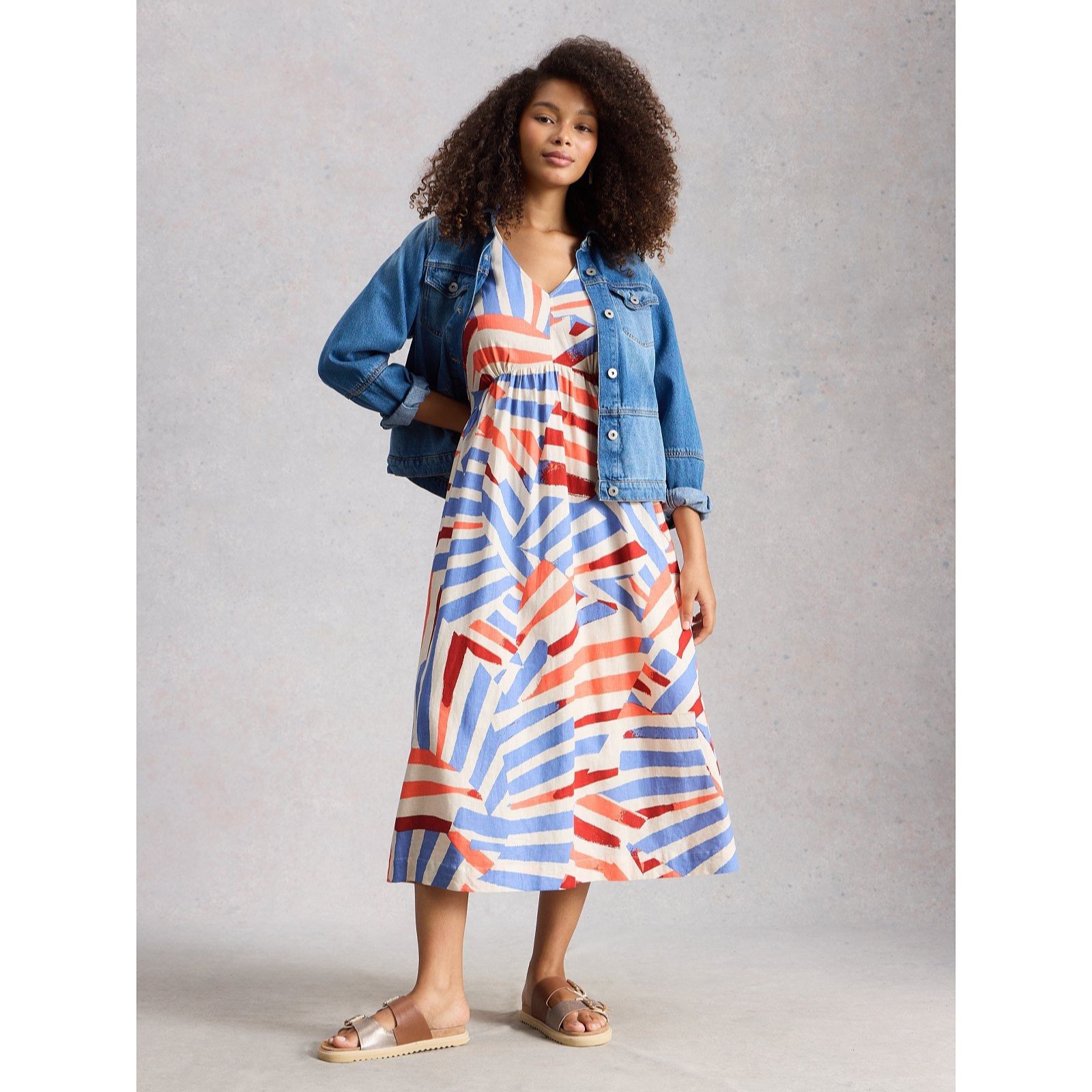 White Stuff Lucy Linen Blend Midi Dress Standard