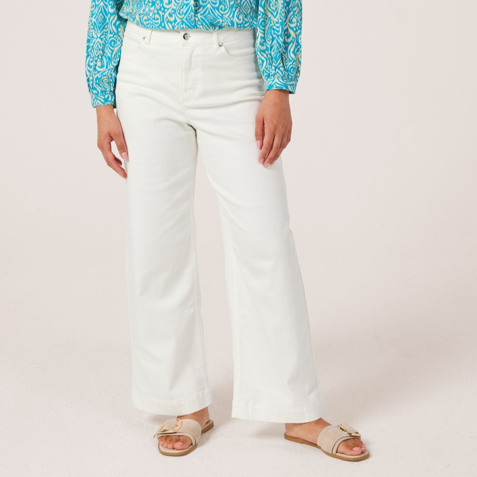 Ruth Langsford White Wide Leg Jeans Petite