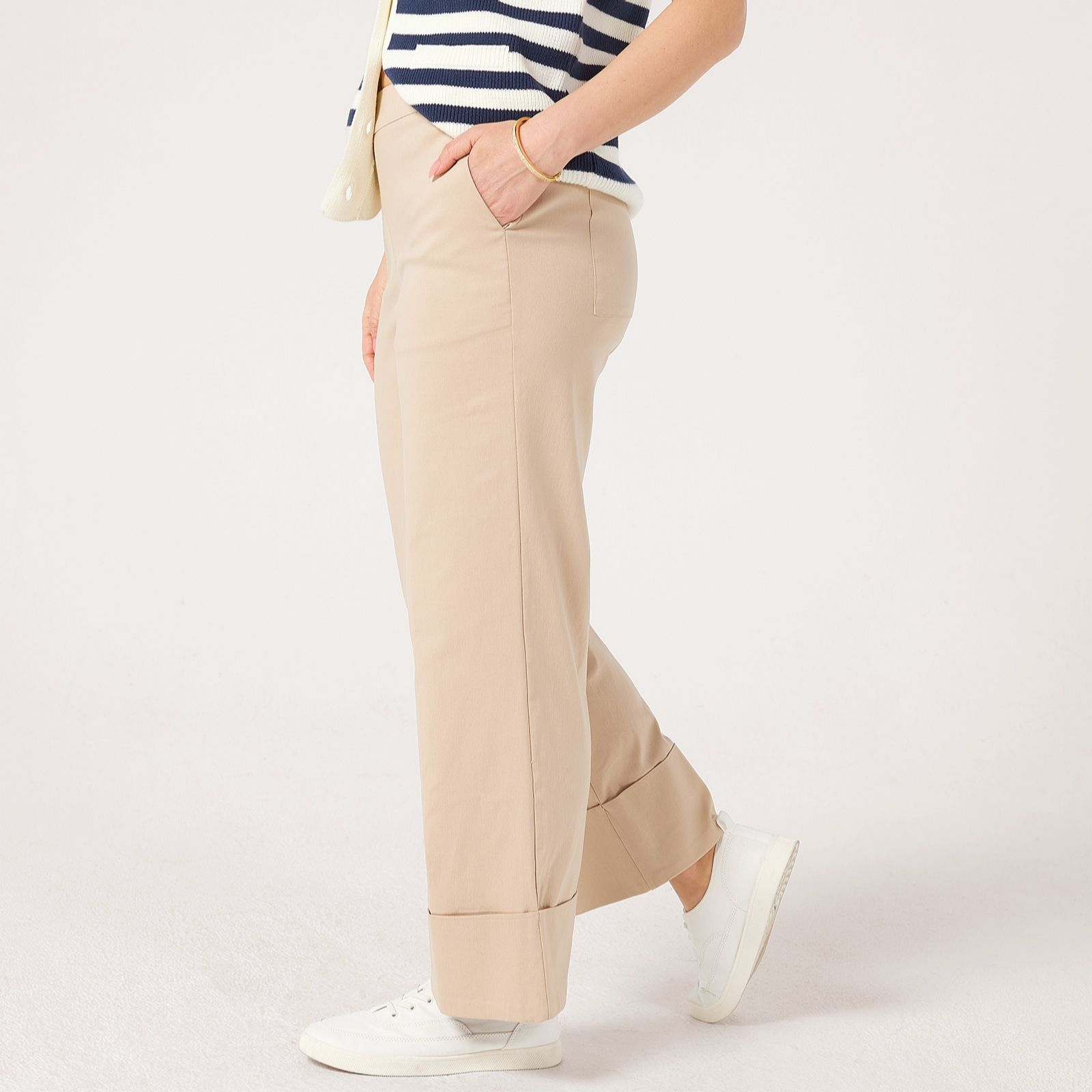 MarlaWynne Flatterfit Straight Leg Cuffed Ankle Trousers