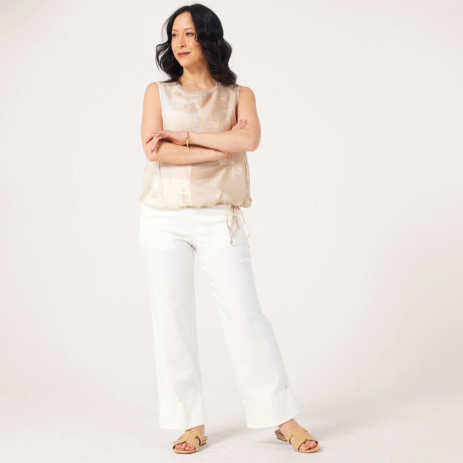 MarlaWynne Flatterfit Straight Leg Cuffed Ankle Trousers