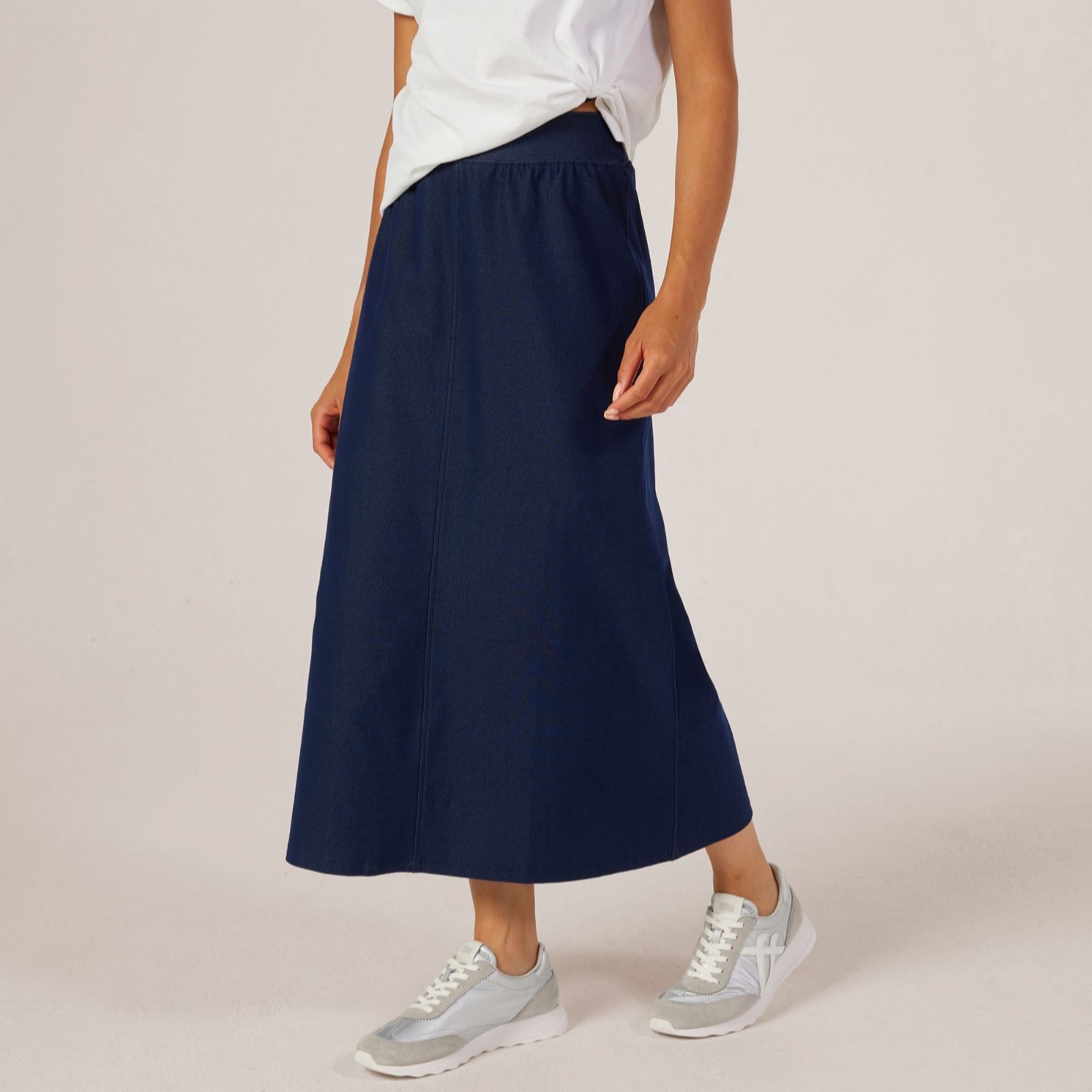 Kim & Co Deluxe Denim Knit Long Skirt