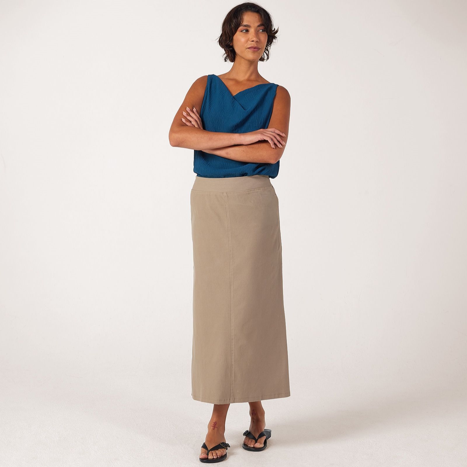 Kim & Co Deluxe Denim Knit Long Skirt