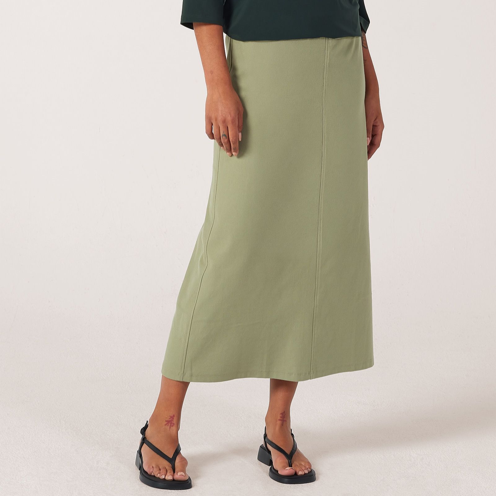 Kim & Co Deluxe Denim Knit Long Skirt