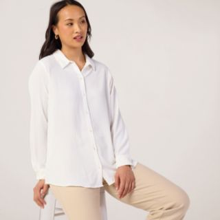 Kim & Co Crinkle Poplin Relaxed Long Sleeve Shirt