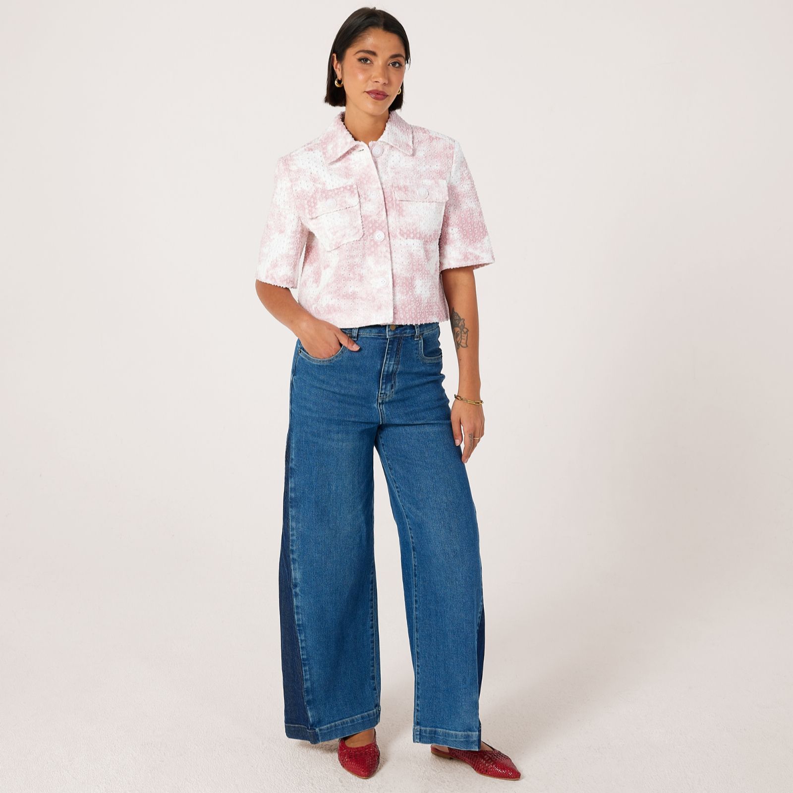 Helene Berman 100% Cotton Printed Short Sleeve Jacket