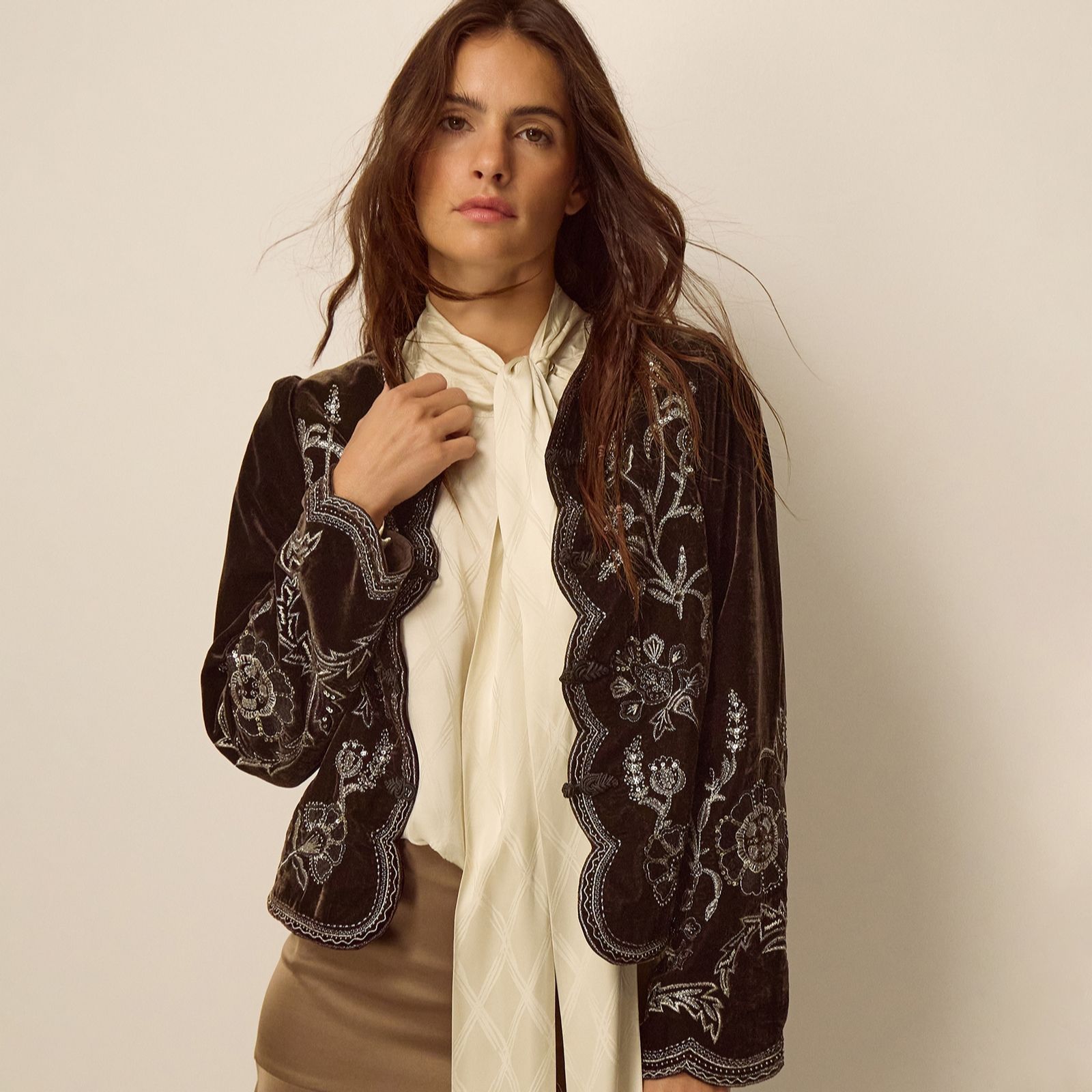 Monsoon Julia Embellished Velvet Jacket