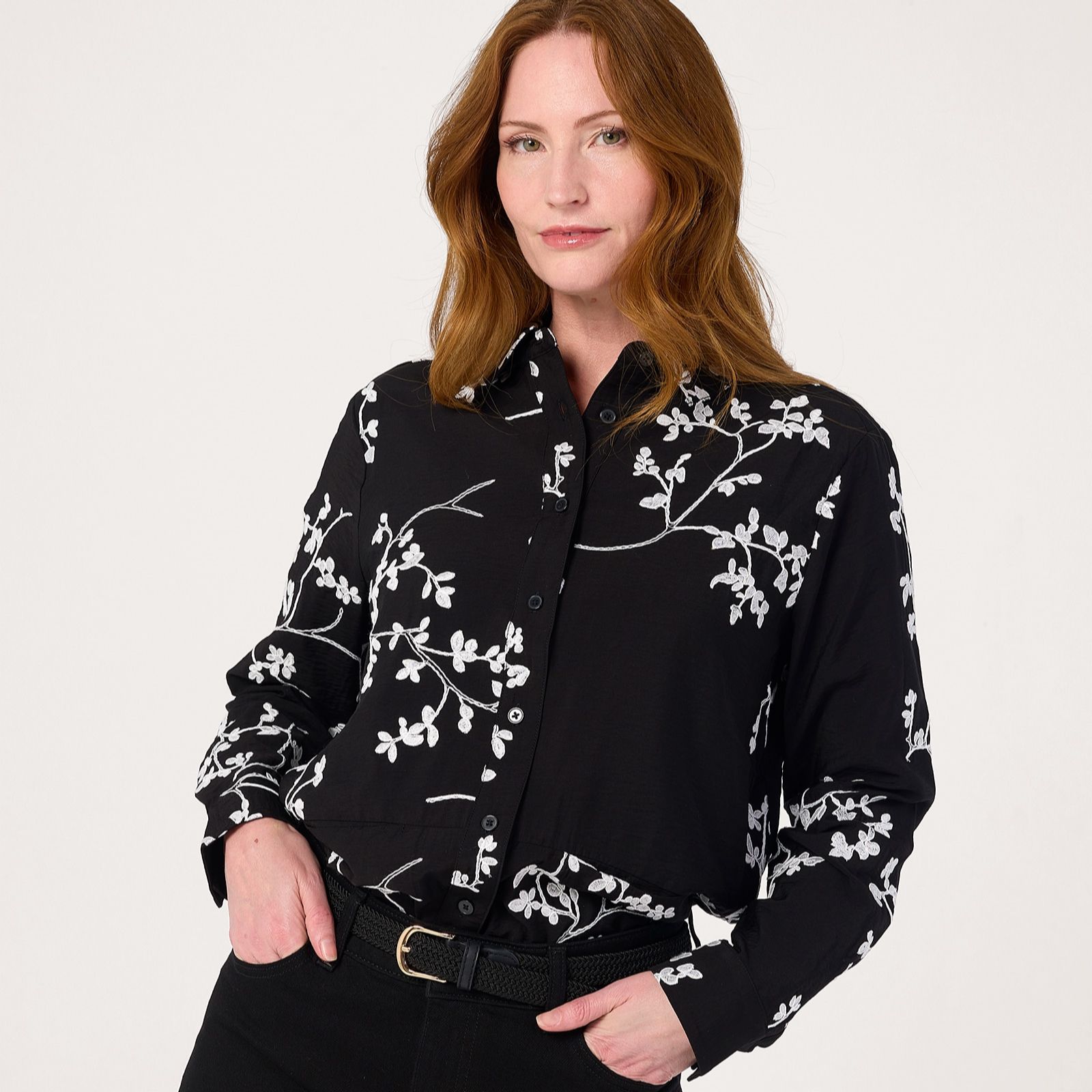 Masai Copenhagen Inanne Viscose Blend Embroidery Long Sleeve Shirt