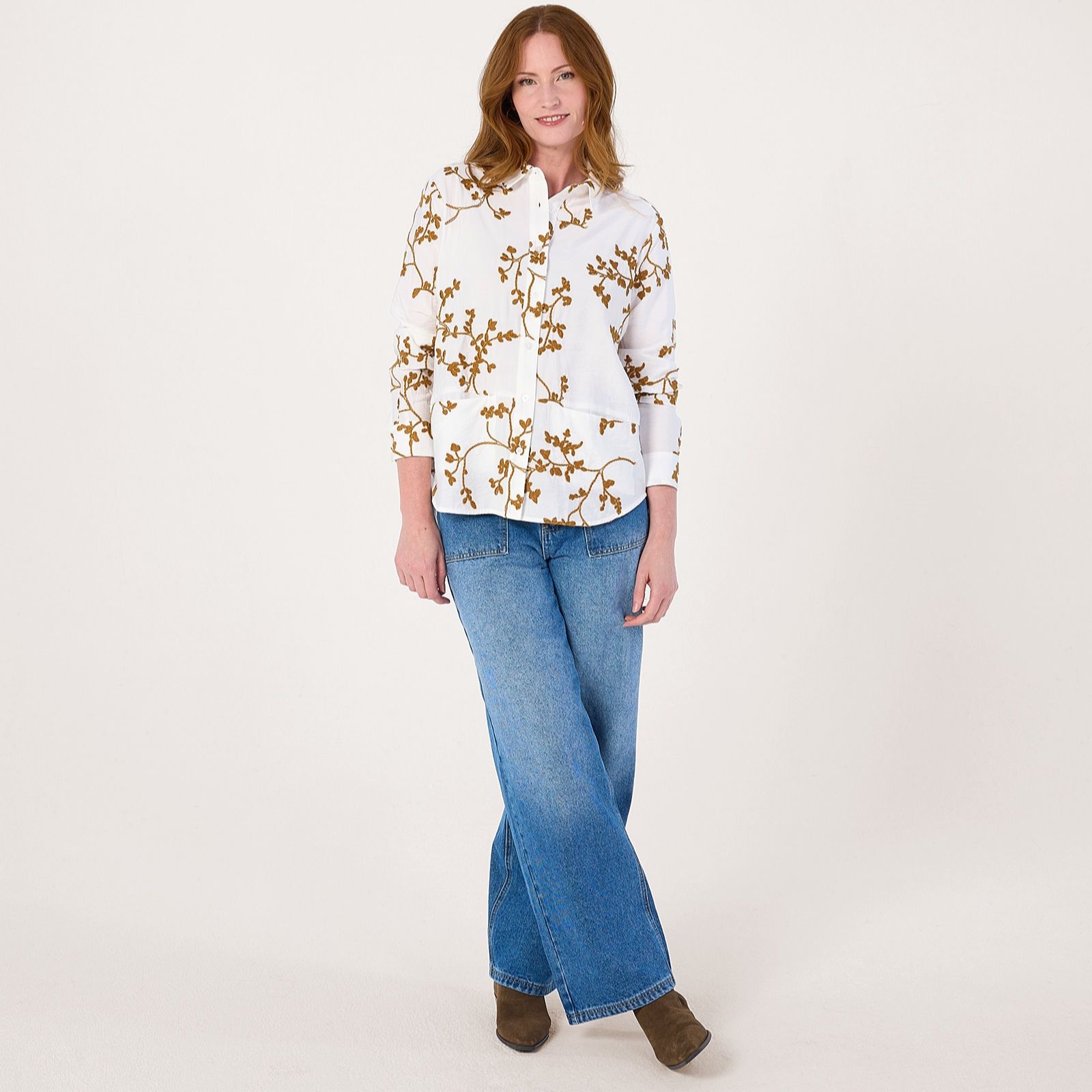 Masai Copenhagen Inanne Viscose Blend Embroidery Long Sleeve Shirt