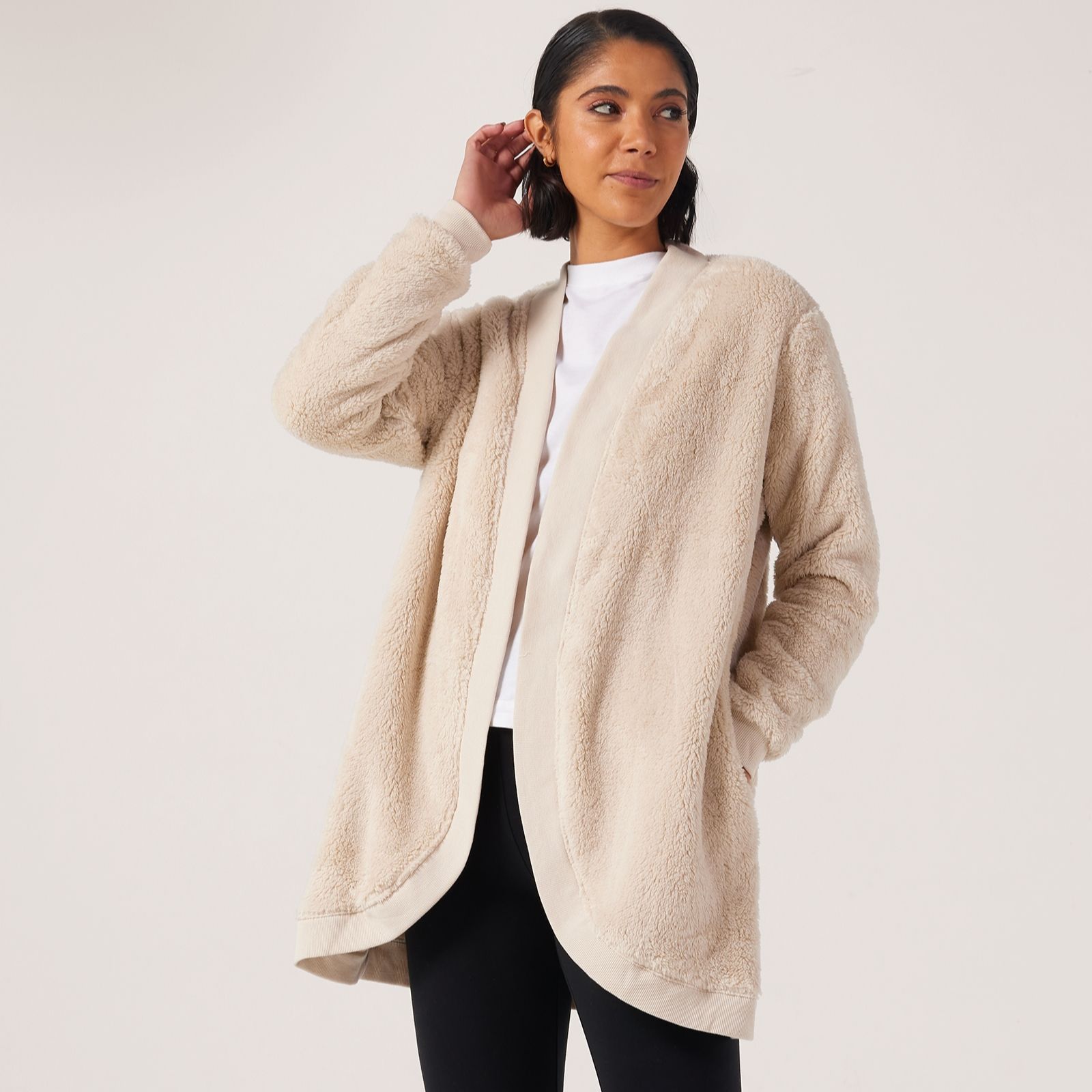 Cozee Home Fluffy Curve Hem Cardigan