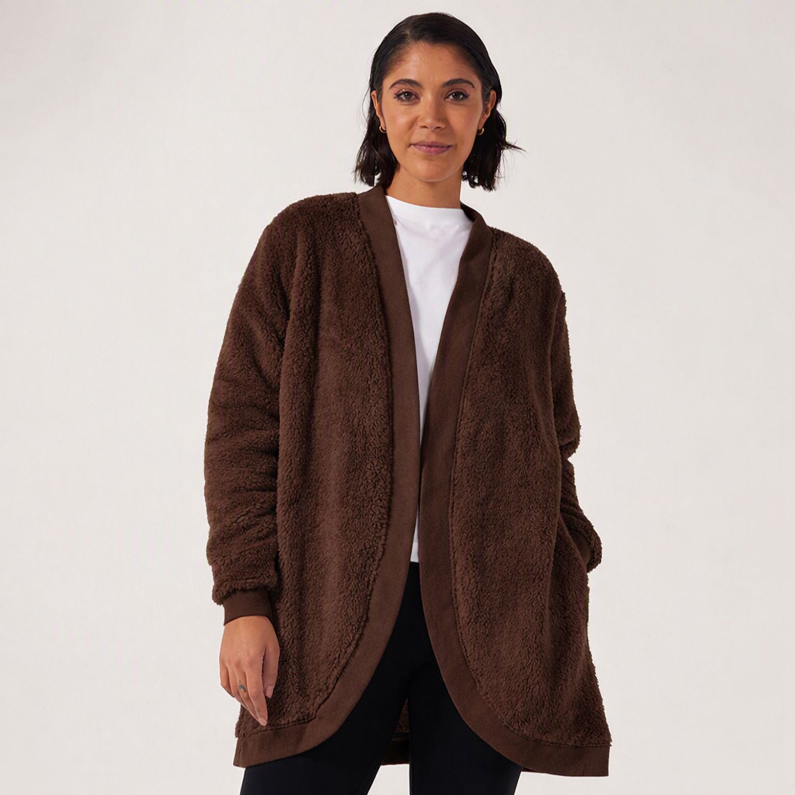 Cozee Home Fluffy Curve Hem Cardigan