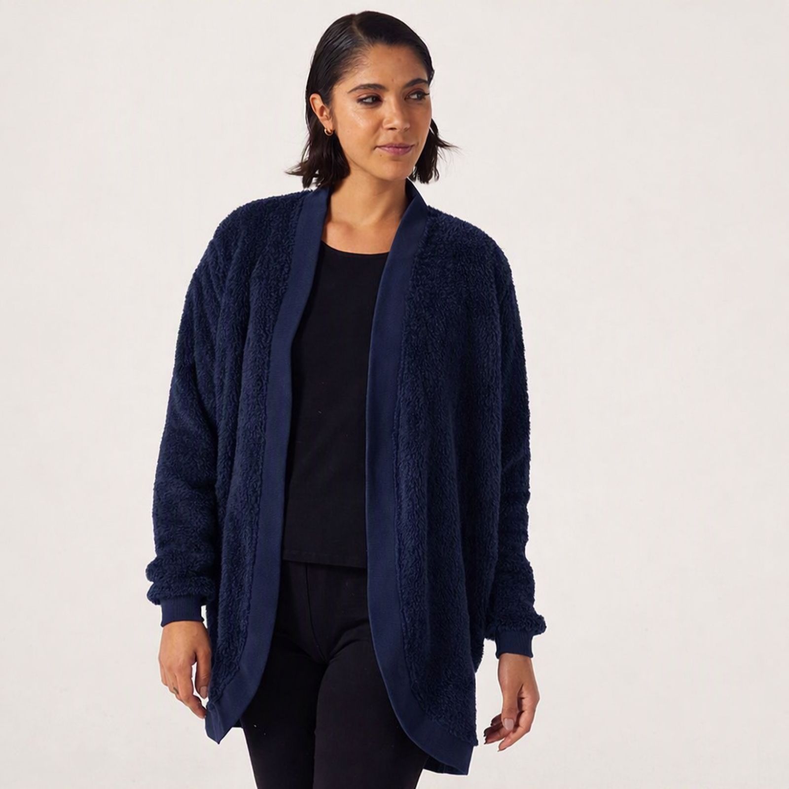 Cozee Home Fluffy Curve Hem Cardigan