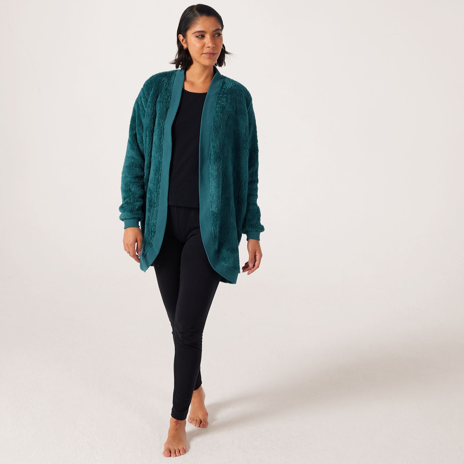 Cozee Home Fluffy Curve Hem Cardigan