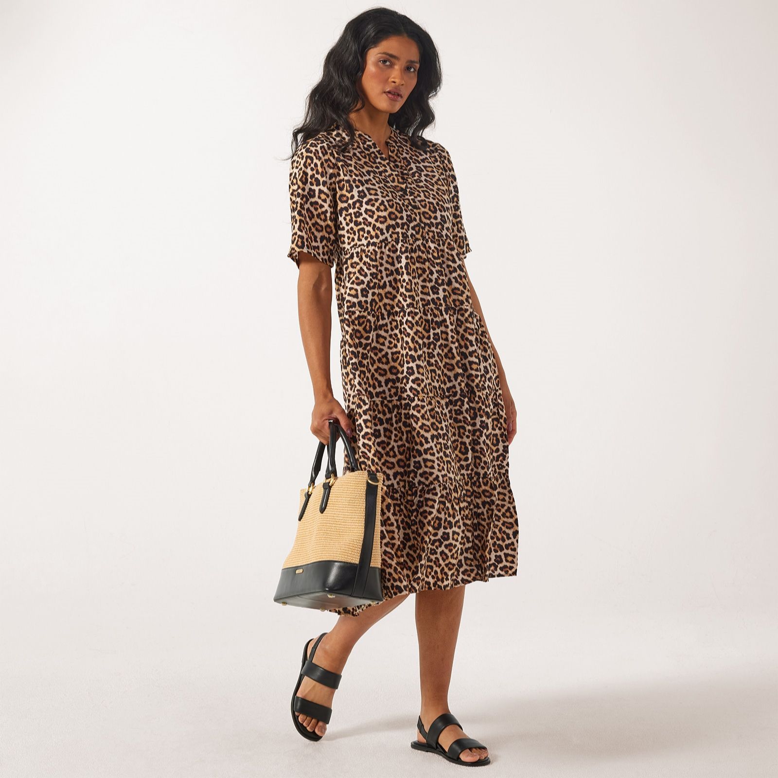 JDY Troya Printed Tiered Midi Dress