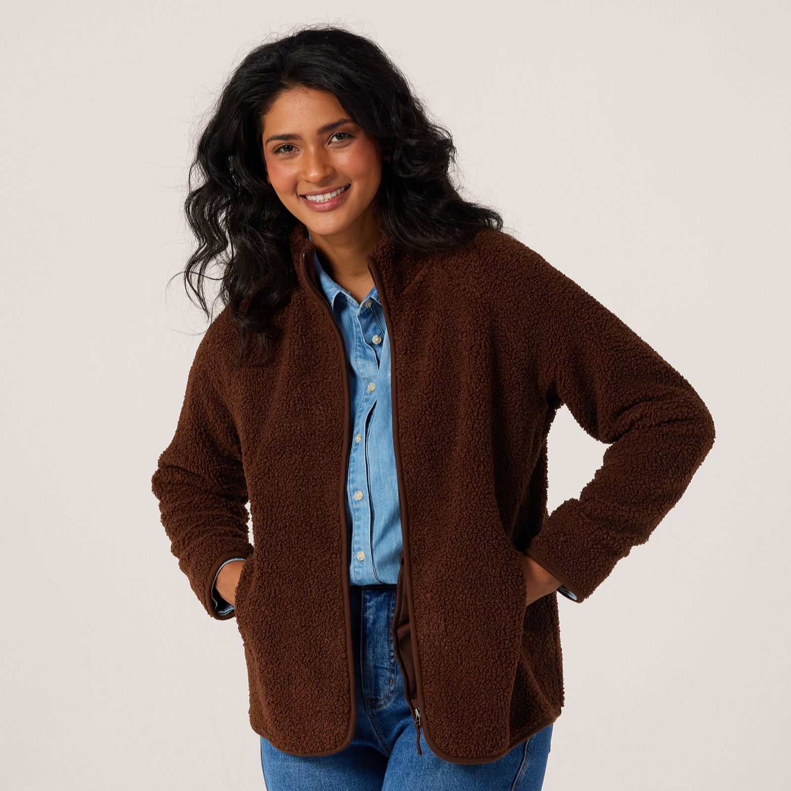 Denim & Co. Essentials Borg Jacket