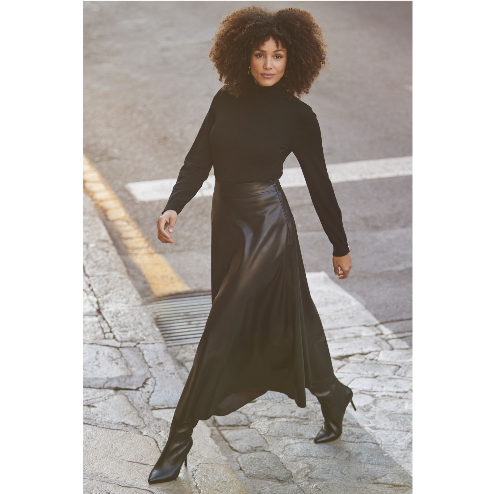 Sosandar PU Circle Midi Skirt