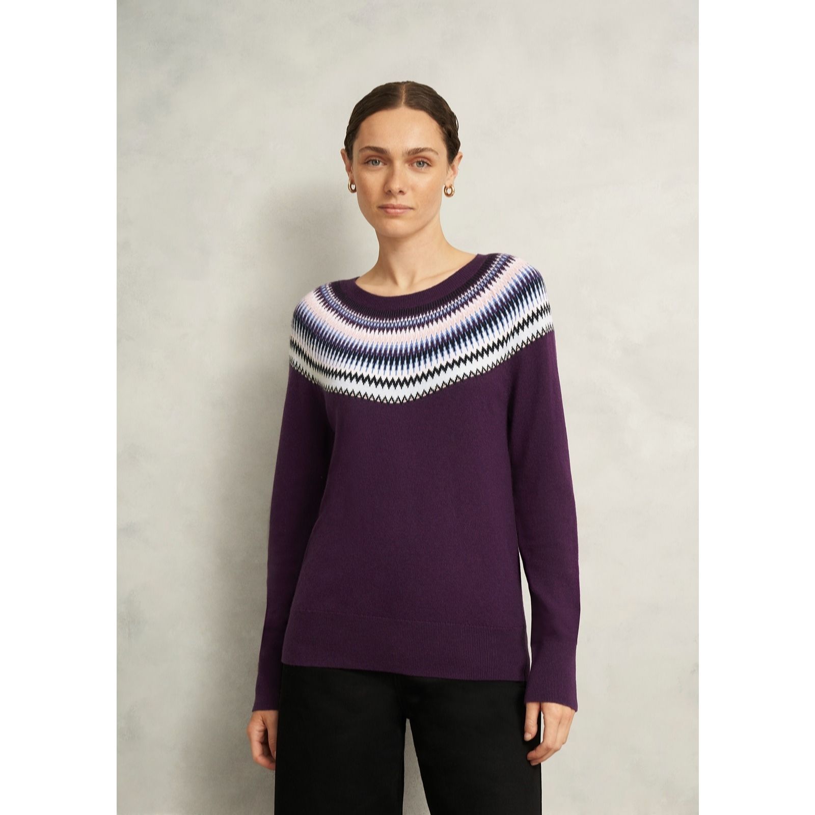 Hobbs London Greta Wool Blend Fairisle Crew Neck Jumper