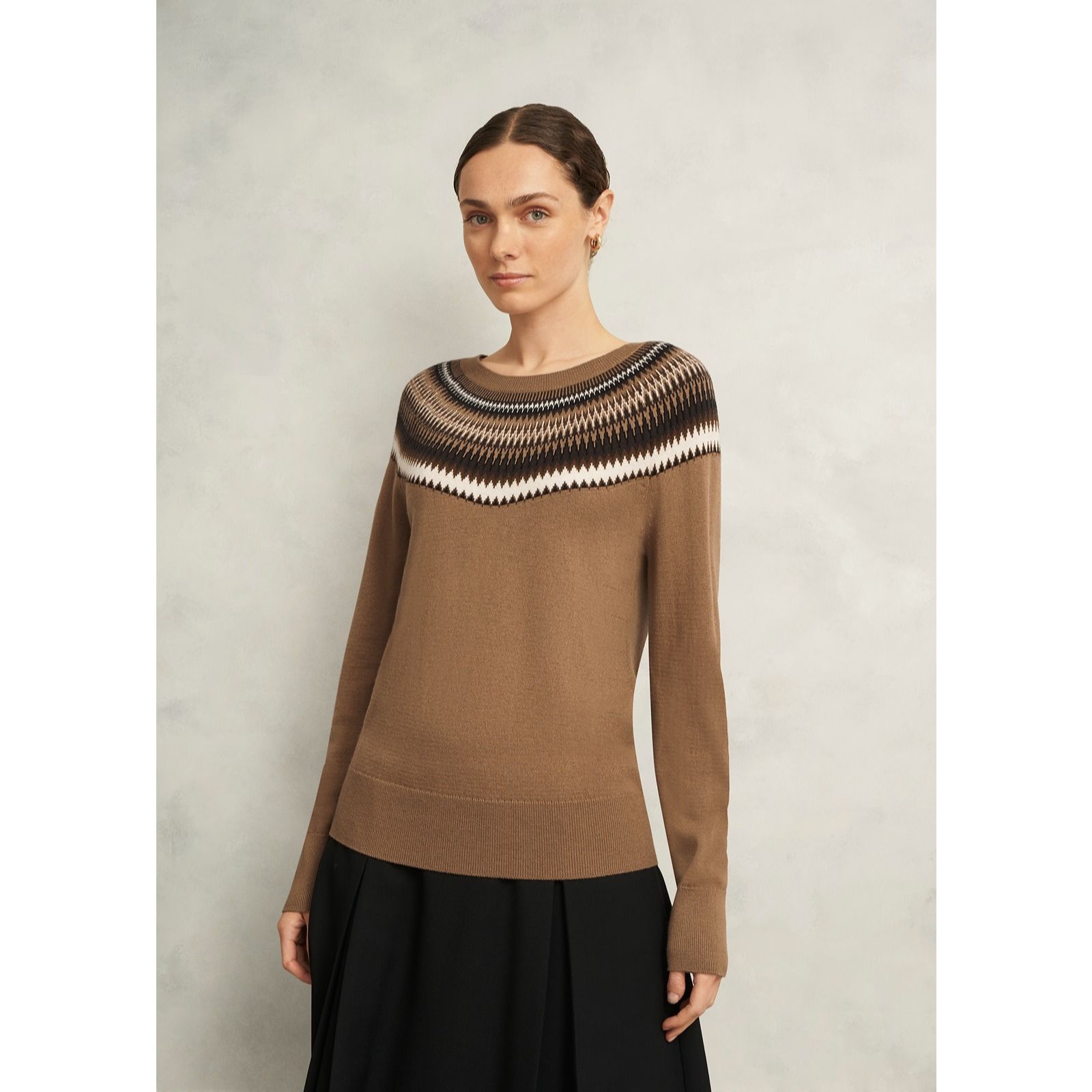 Hobbs London Greta Wool Blend Fairisle Crew Neck Jumper