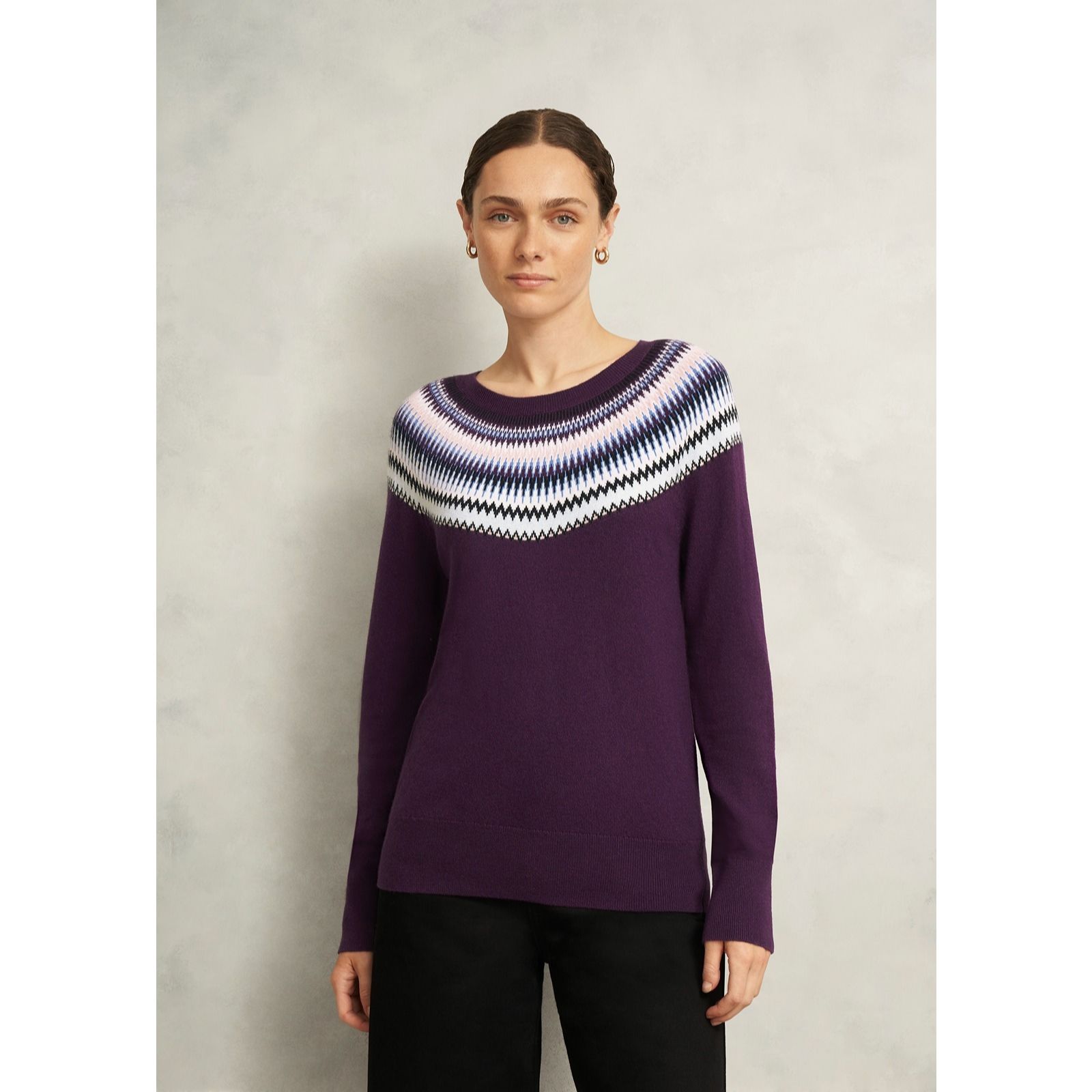 Hobbs London Greta Wool Blend Fairisle Crew Neck Jumper