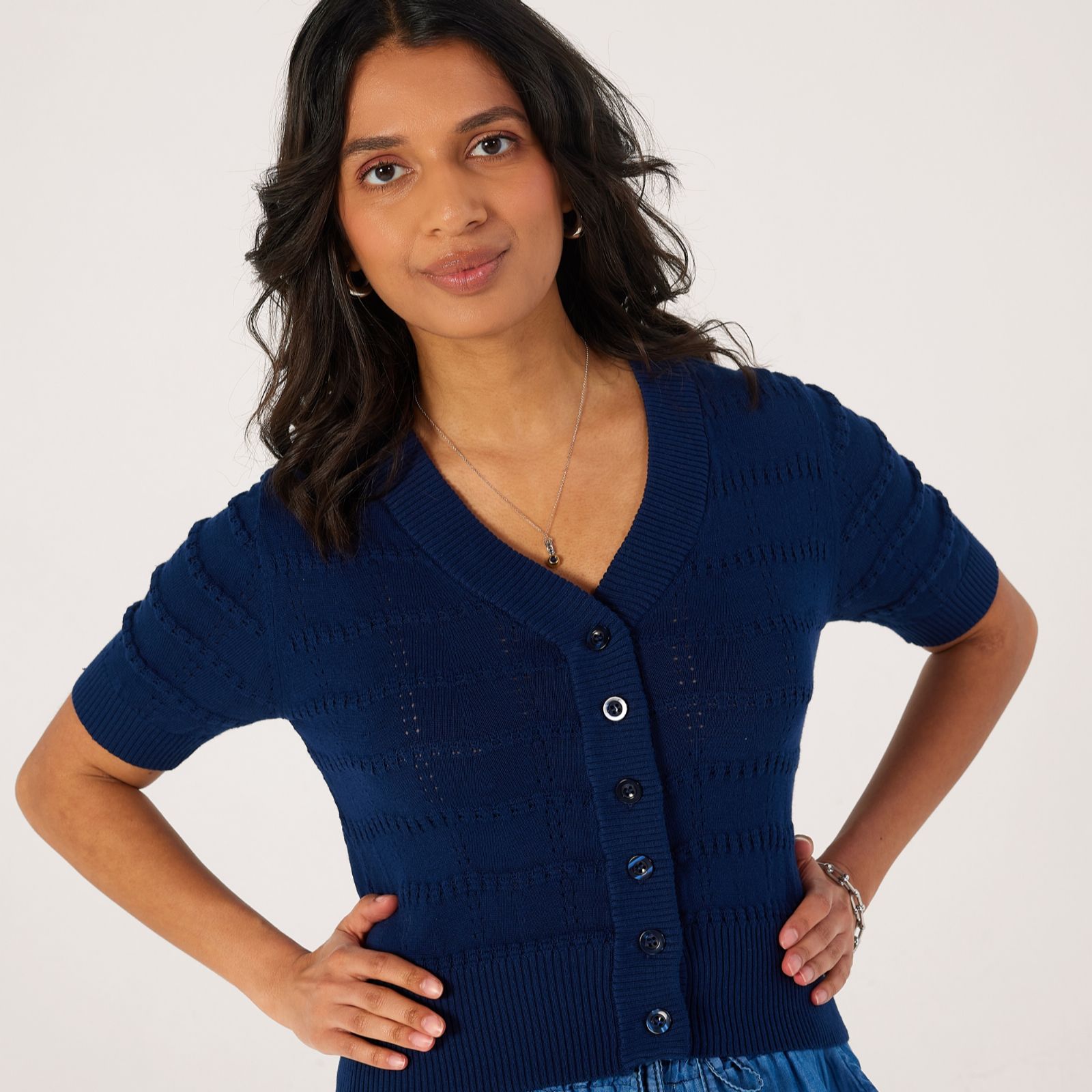 Apricot Self Square Stripe Cardigan