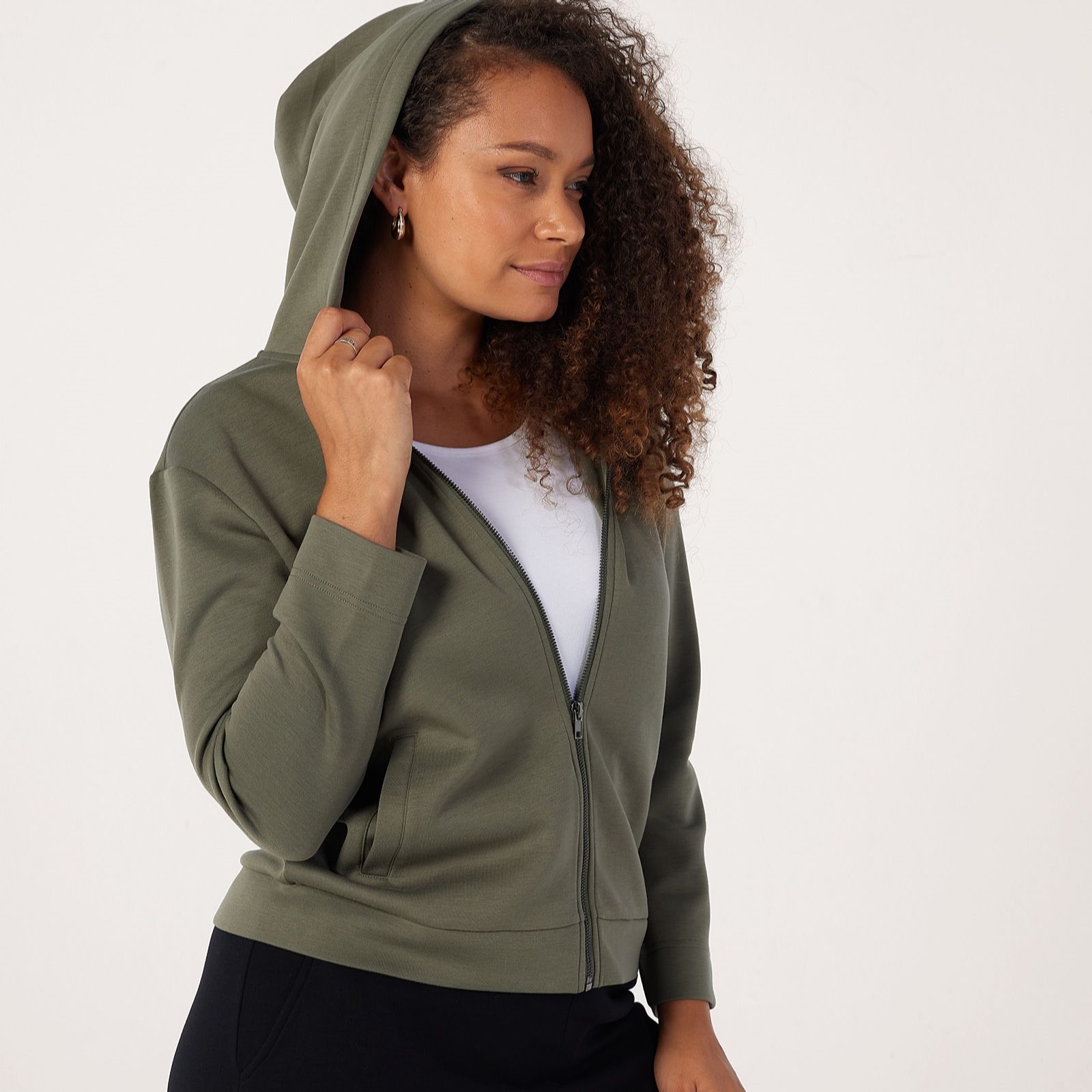 Denim & Co. Supersoft Zip Through Sweatshirt