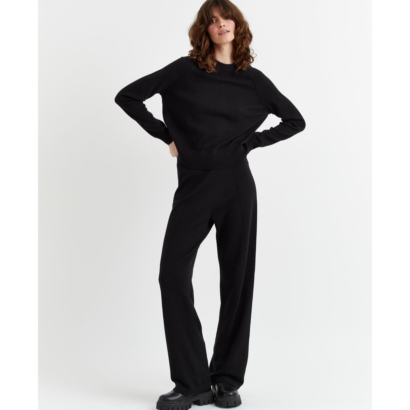 Chinti & Parker Wool Cashmere Blend Pull On Wide-Leg Trousers