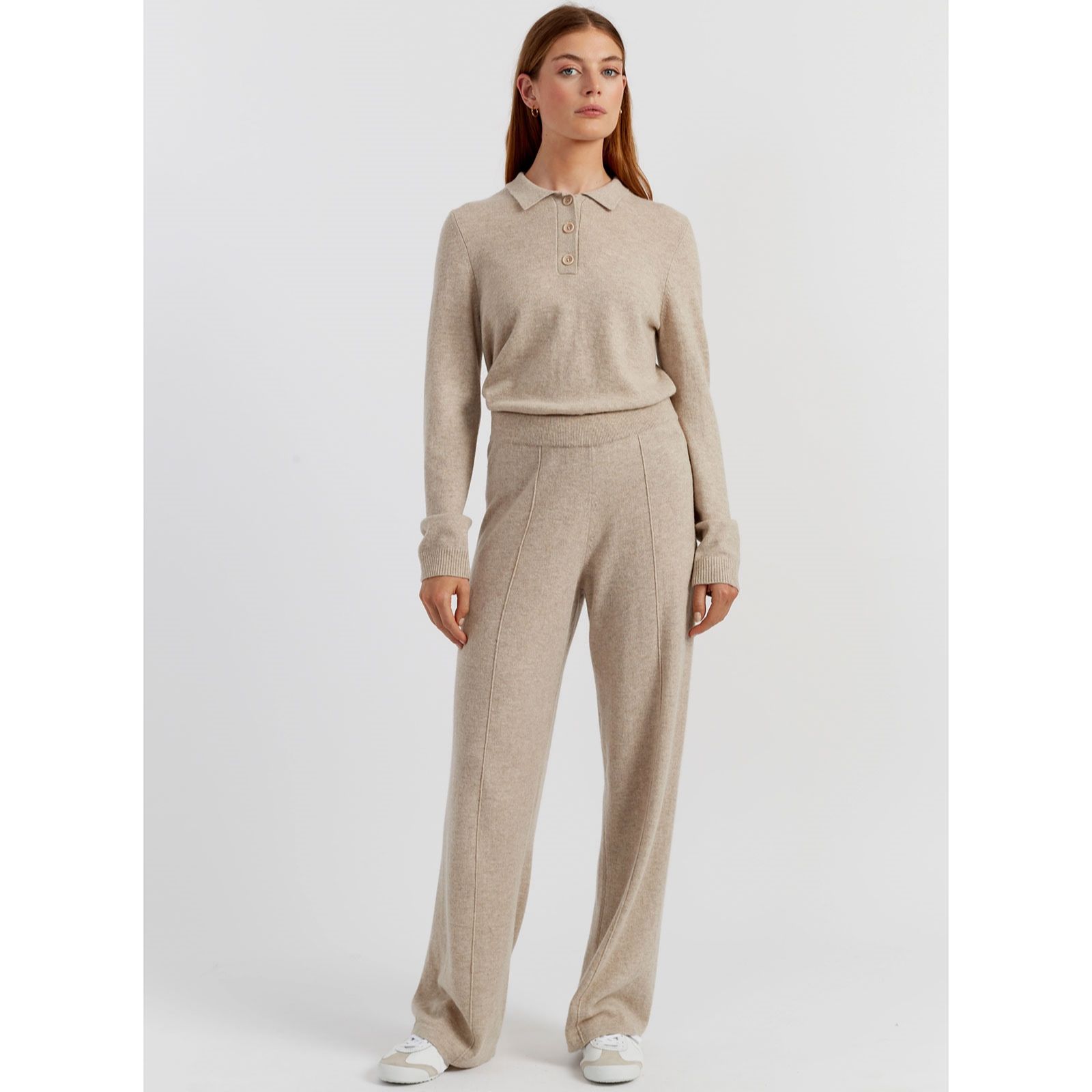 Chinti & Parker Wool Cashmere Blend Pull On Wide-Leg Trousers