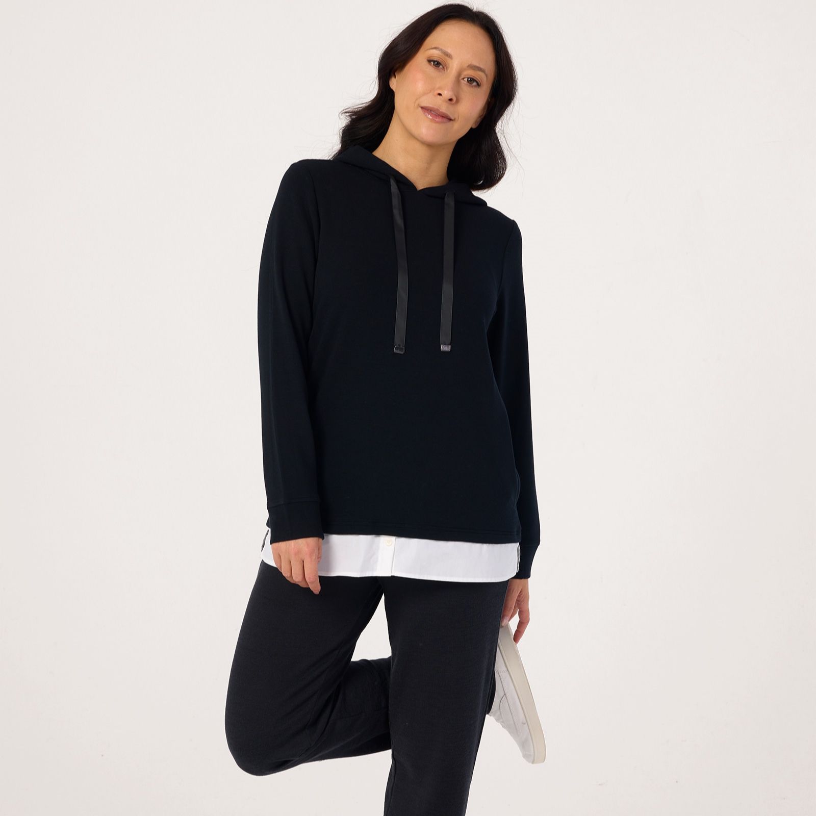 Denim & Co. Ottoman Long Sleeve Cowl Neck 2-in-1 Top