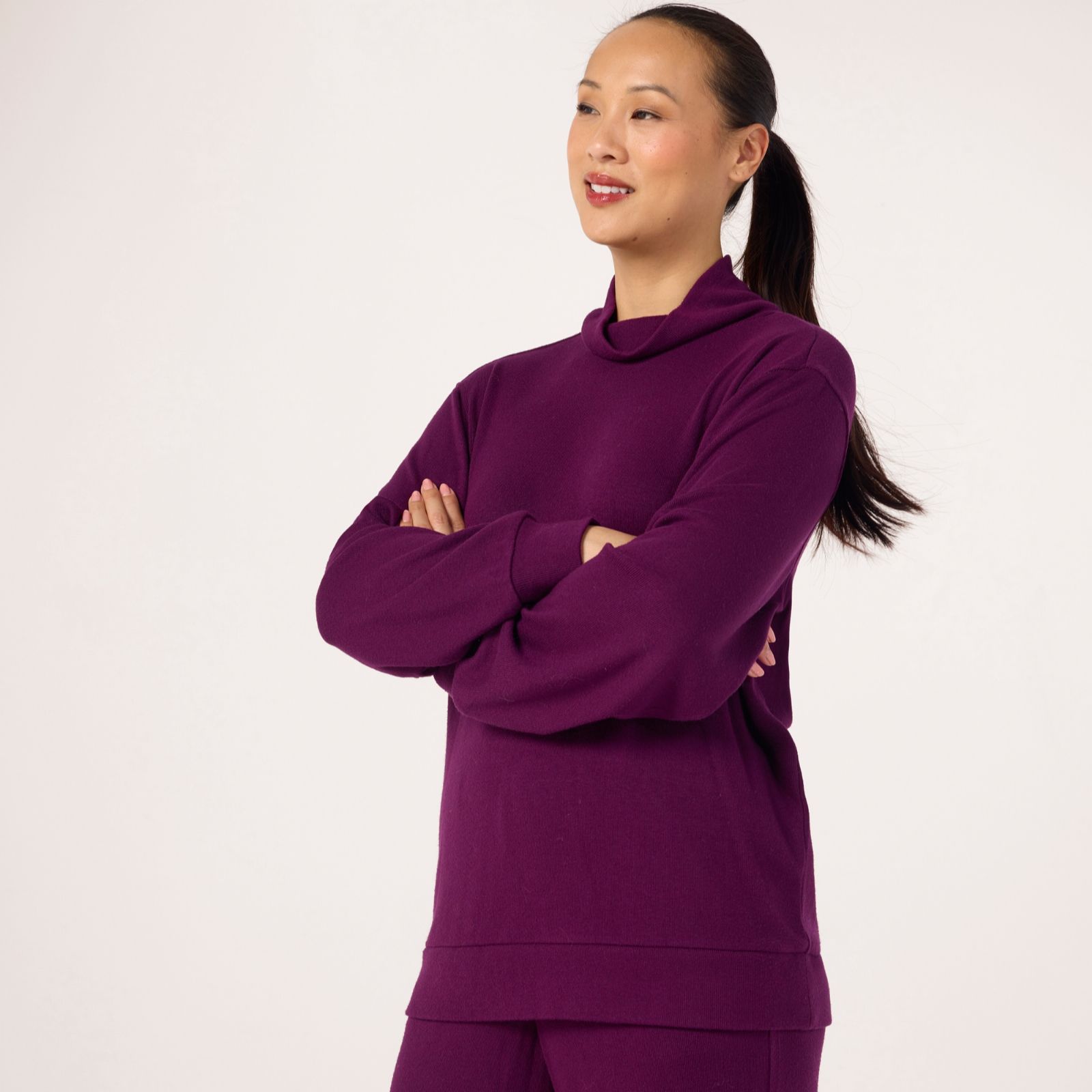 Denim & Co. Soft Cowl Neck Lounge Top