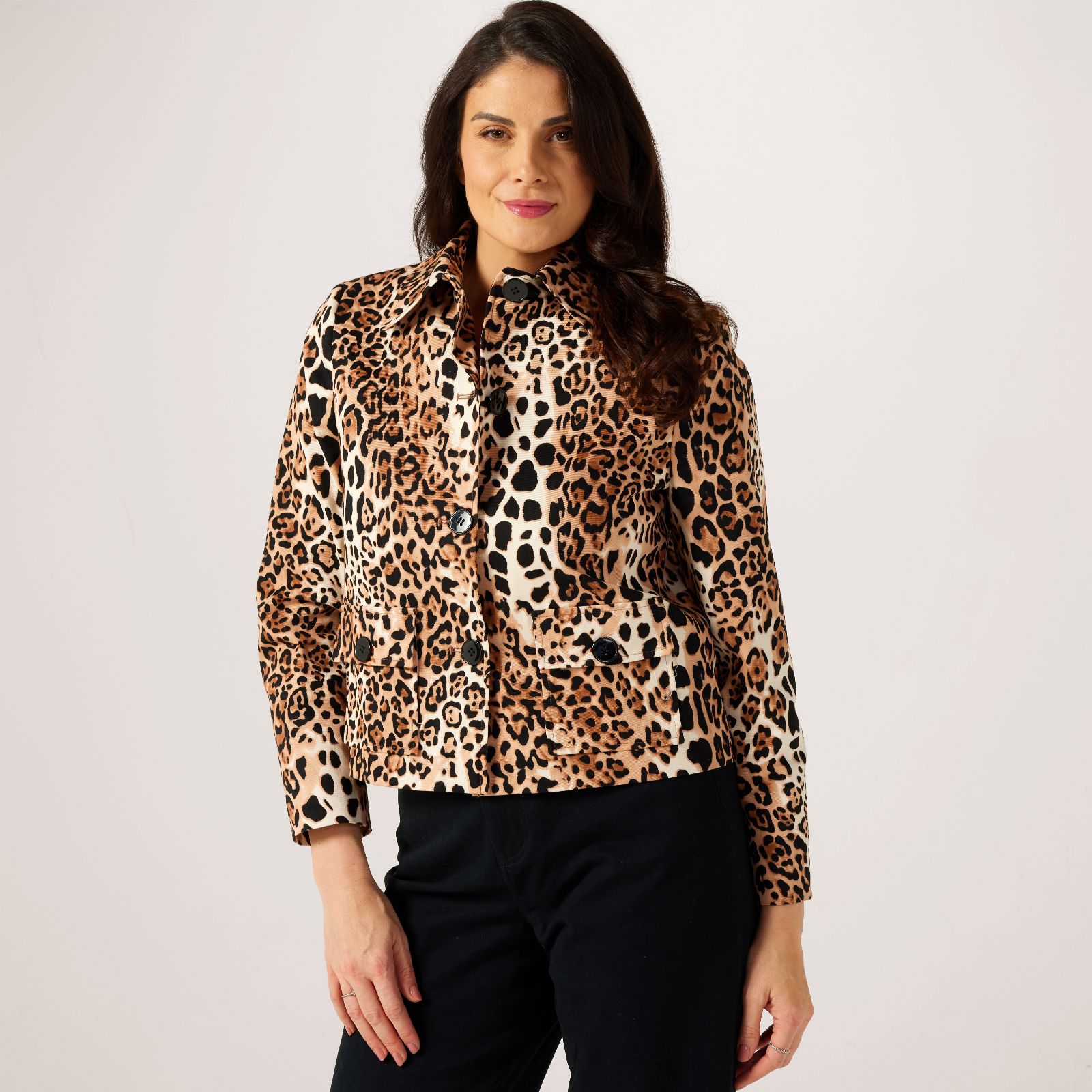 Helene Berman Leopard Jacket with Pockets