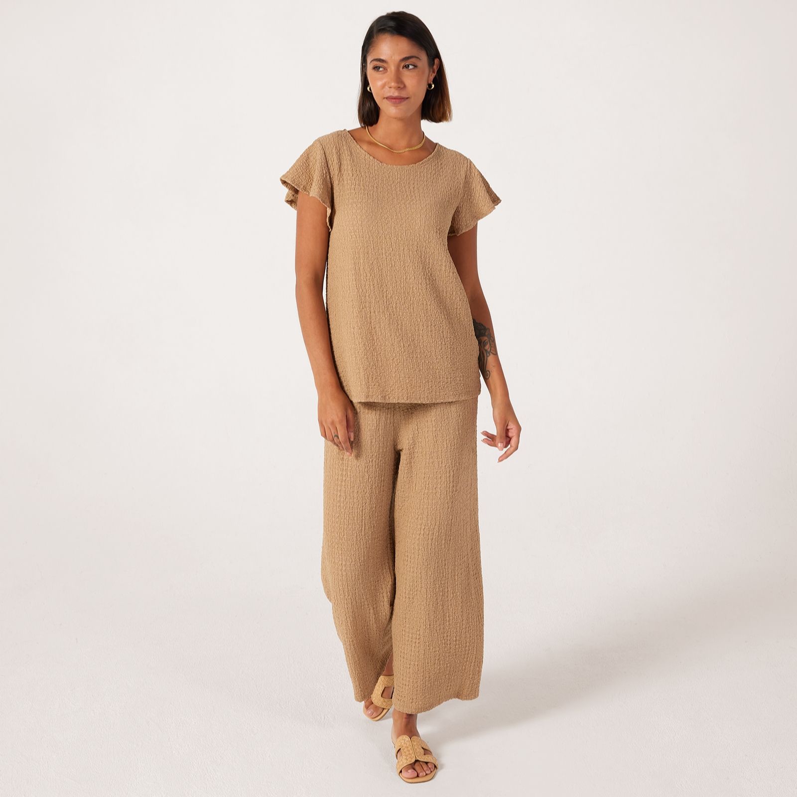 Kim & Co Mini Pop Knit Short Flutter Sleeve Top