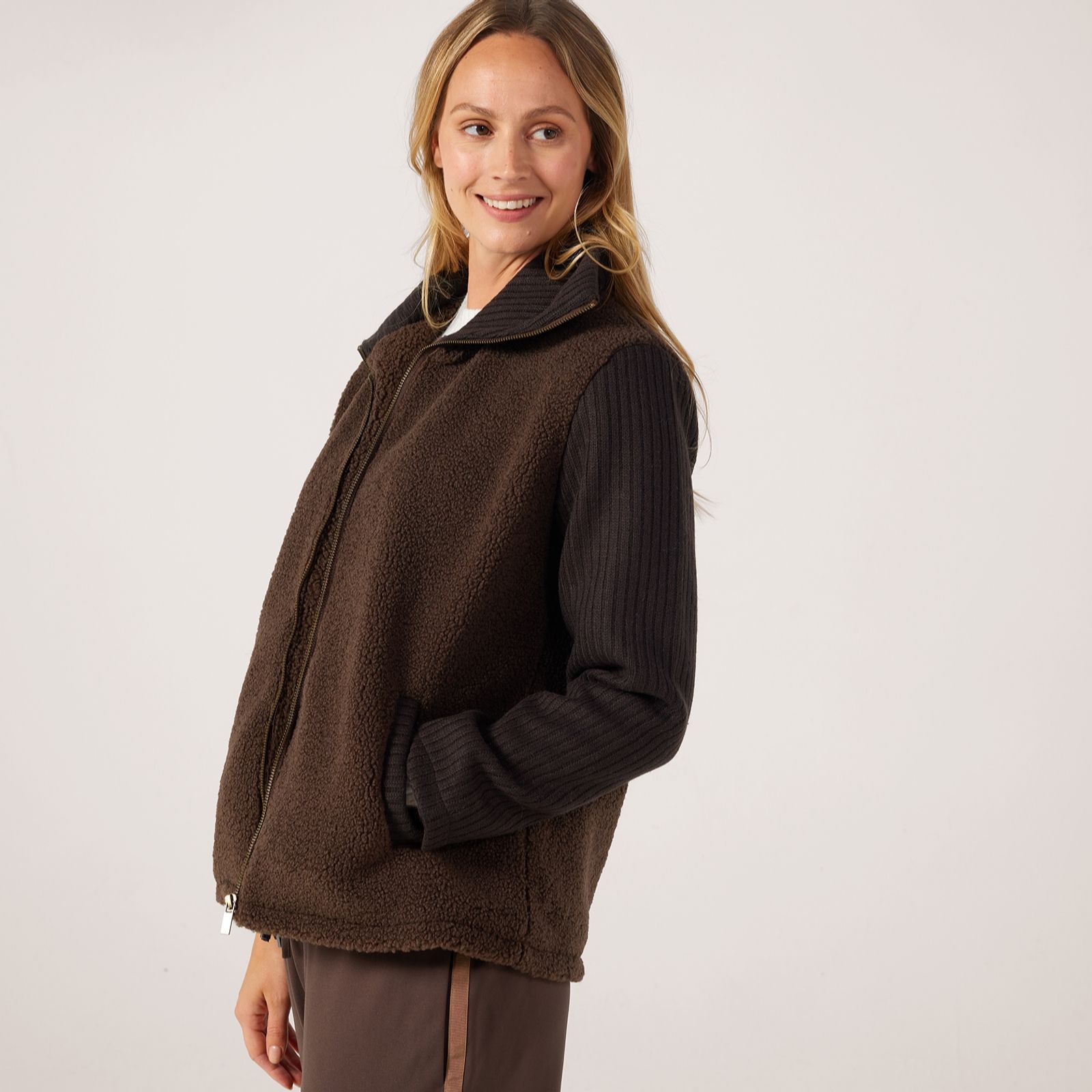 Denim & Co. Mixed Media Zip Jacket