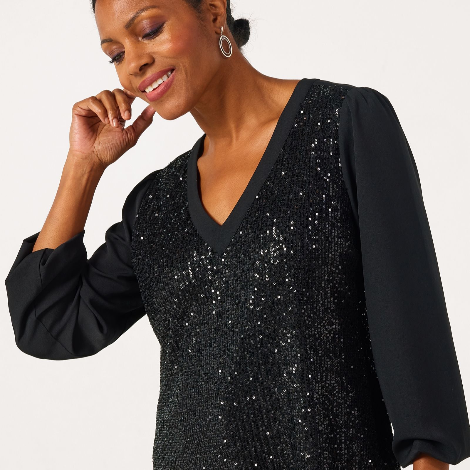 Ruth Langsford Sequin and Chiffon Sleeve Blouse
