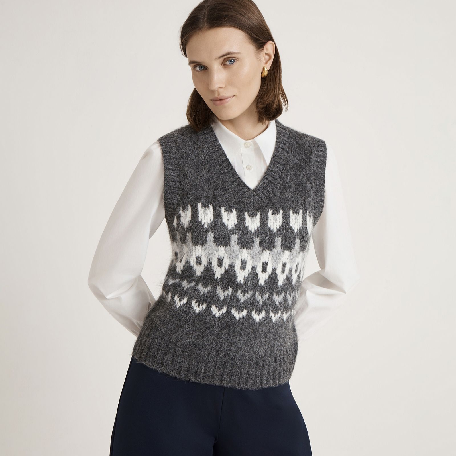 Finery London Courtney Grey Marle Knitted Vest