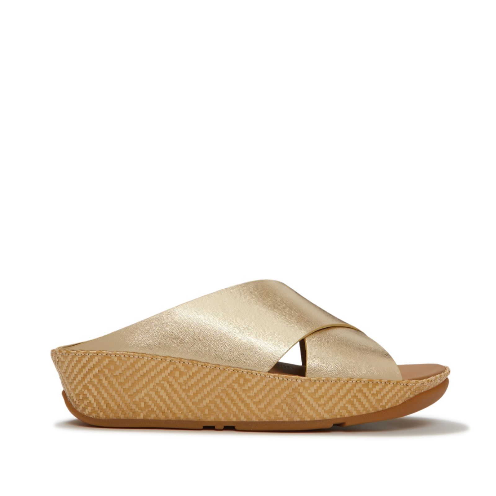 Fitflop Lulu Lux Graphic- Weave Leather Cross Slides