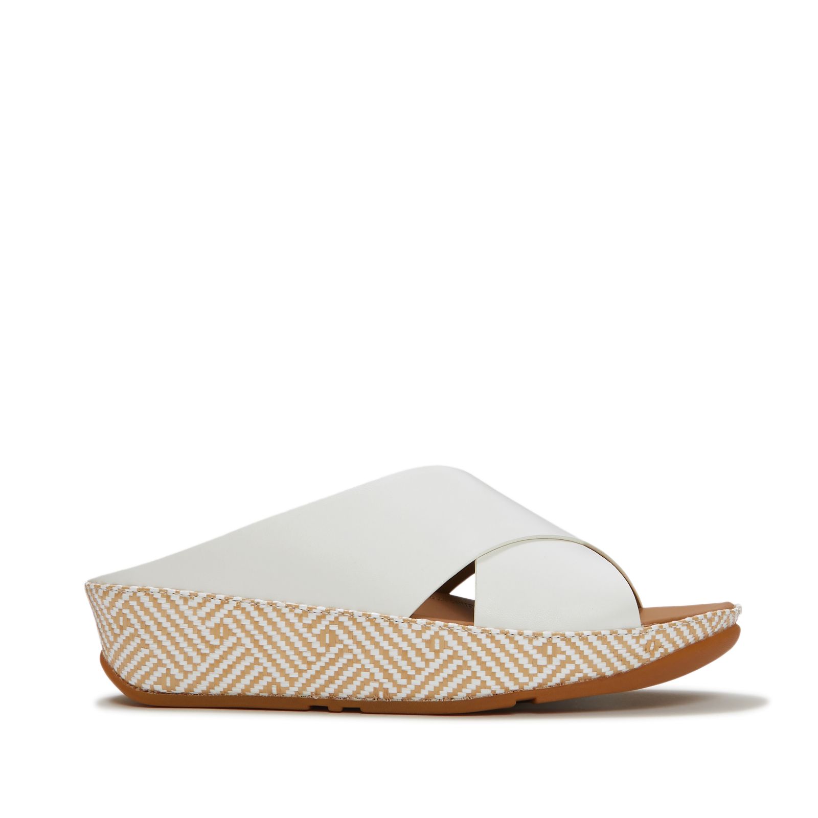 Fitflop Lulu Lux Graphic- Weave Leather Cross Slides