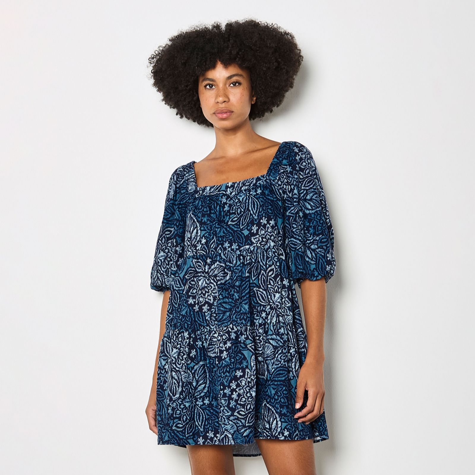 Apricot Floral Tile Tiered Dress