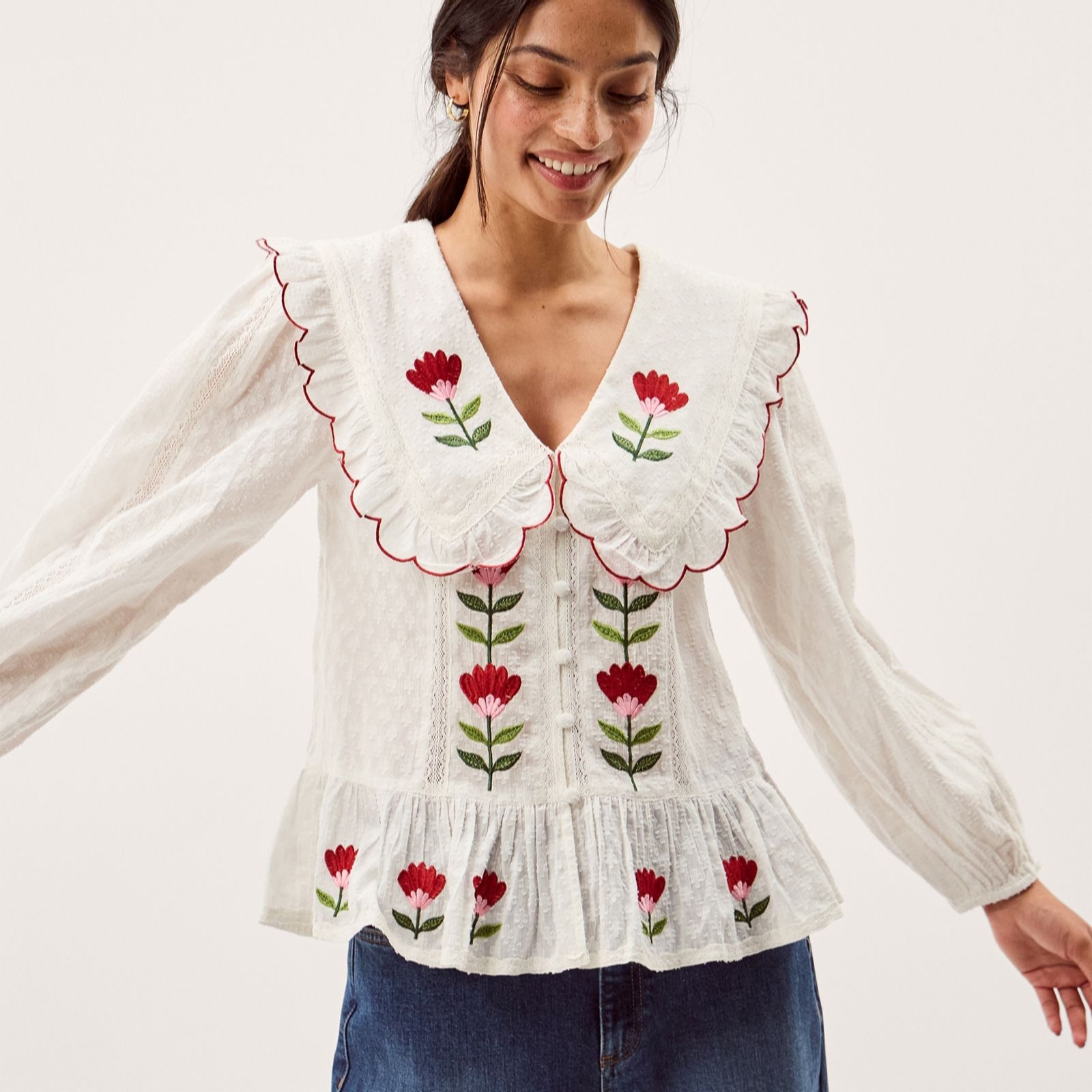 Monsoon Talia Tulip Embroidered Top