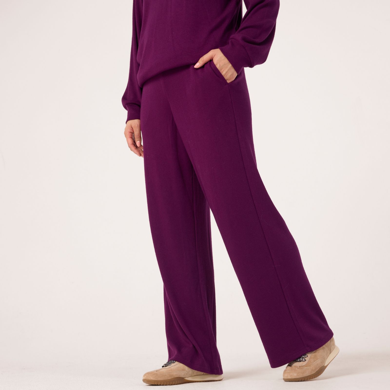 Denim & Co. Wide Leg Lounge Trousers Petite