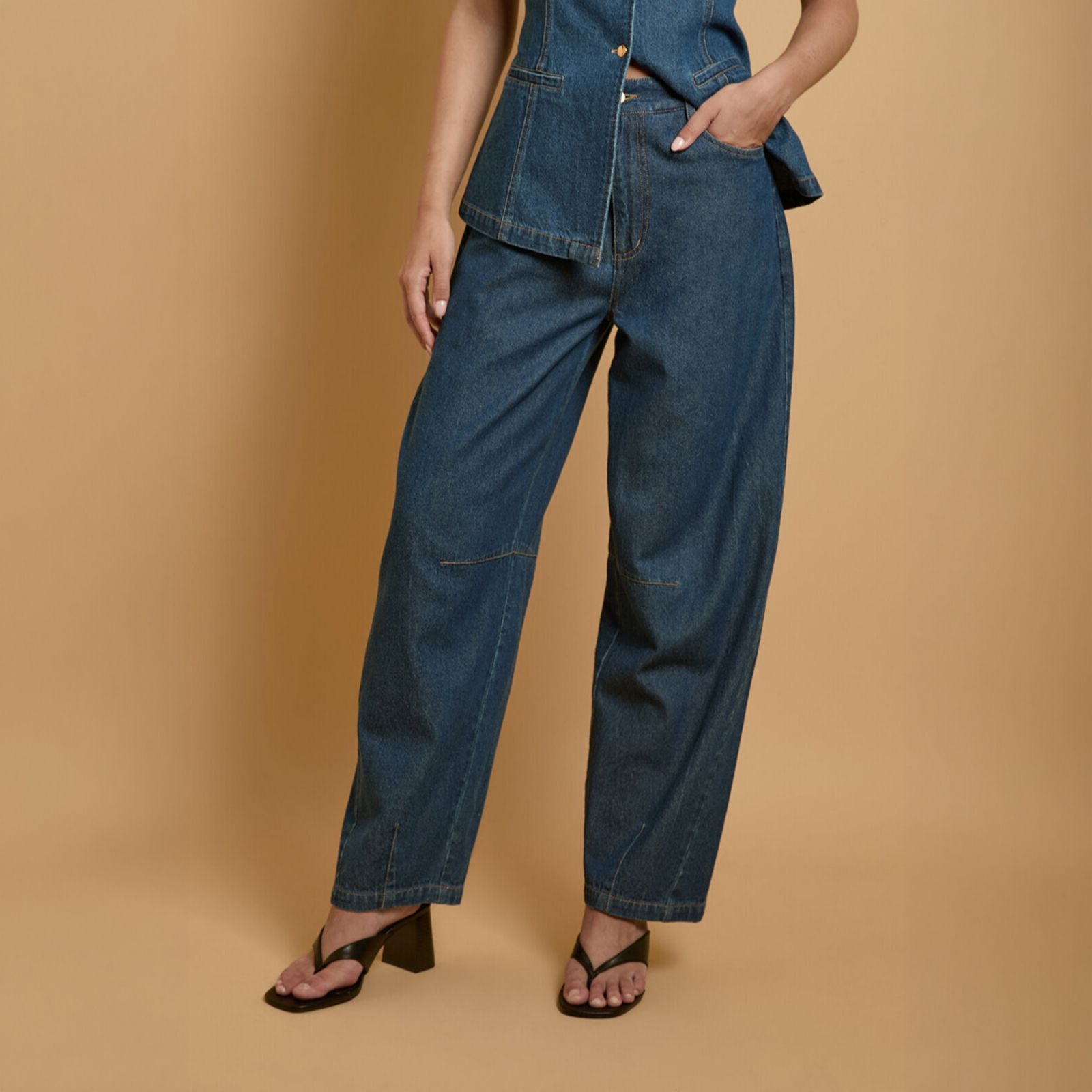 Oasis 100% Cotton Scallop Pocket Barrel Leg Jean